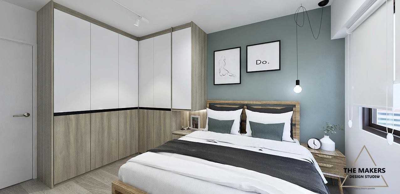 Scandinavian Bedroom with Wardrobe and Bed