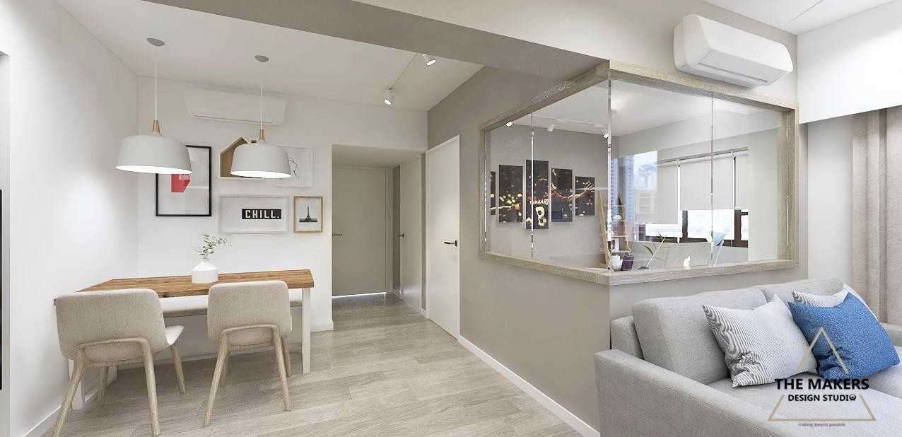 Scandinavian Living Room with Sofa and Doors