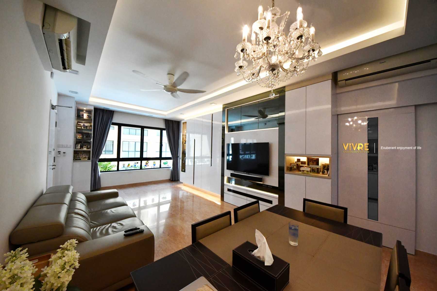 Modern Living Room with Bookshelf and TV Console