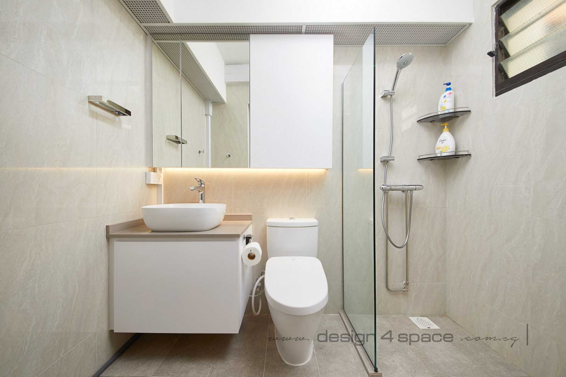 Contemporary Bathroom with Parquet Floor and Wood Flooring