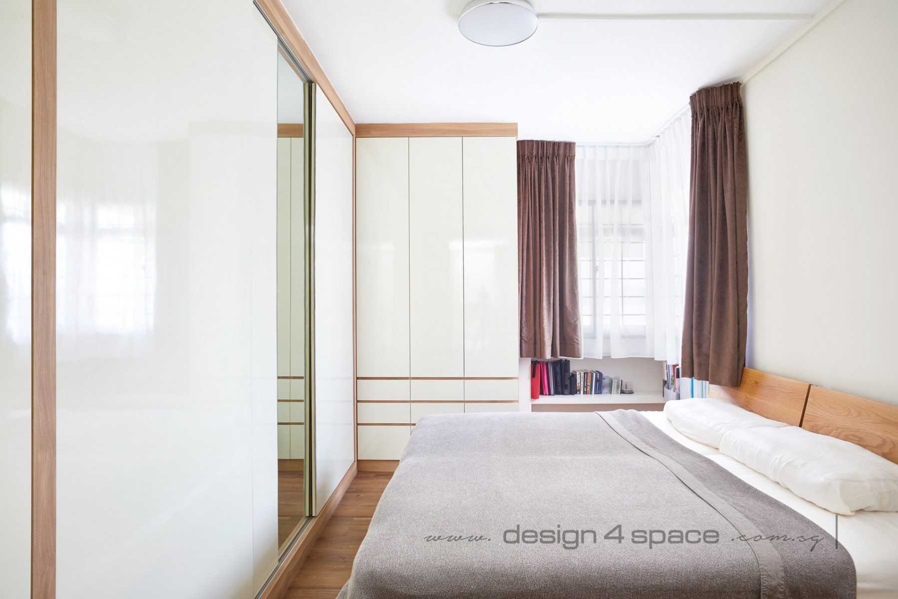 Contemporary Bedroom with Platform Bed and Homogeneous Tiles