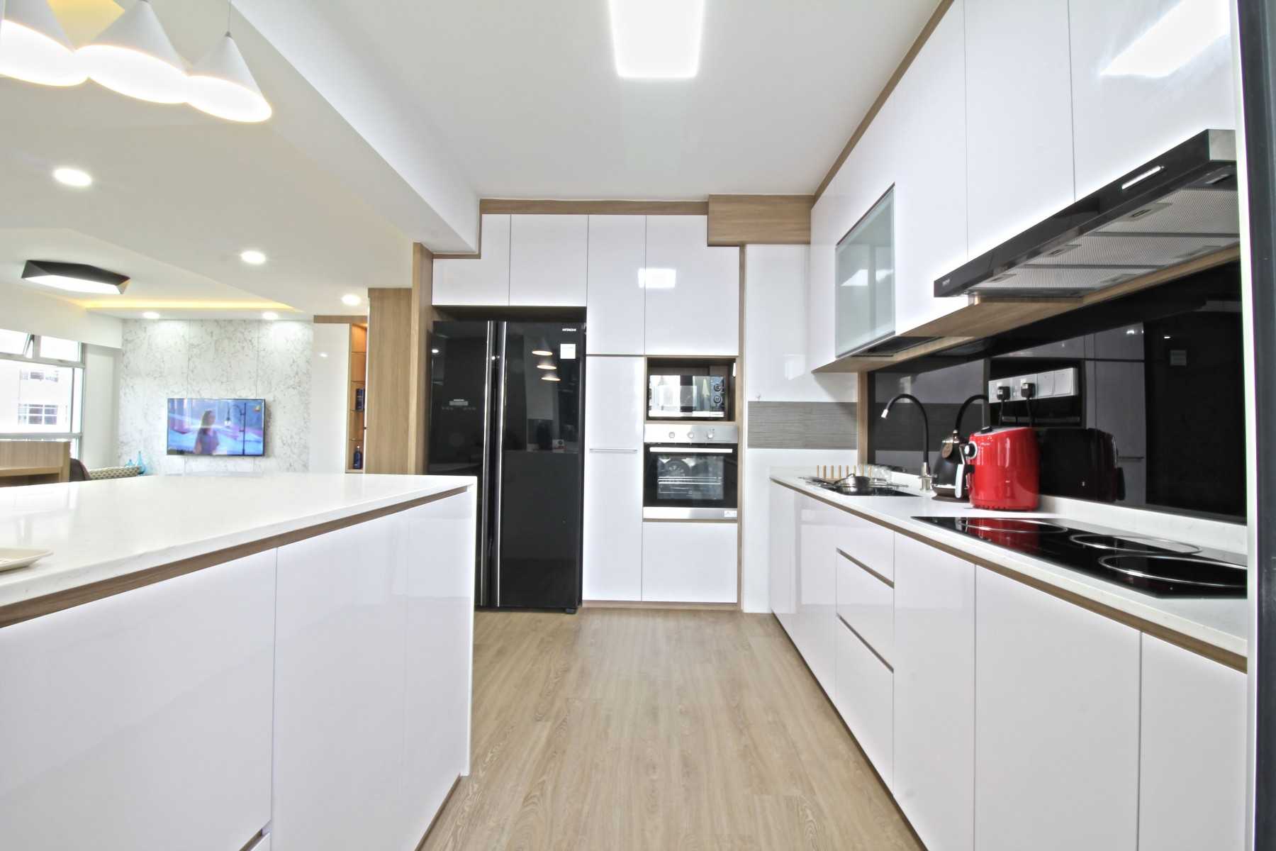 Scandinavian Kitchen with Countertop and Vinyl Flooring