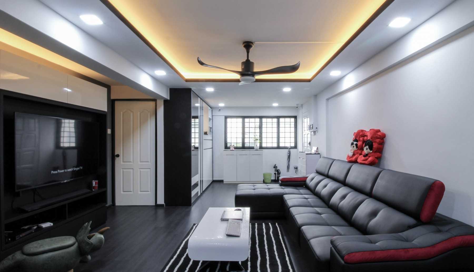 Modern Living Room with Vinyl Flooring and TV Console