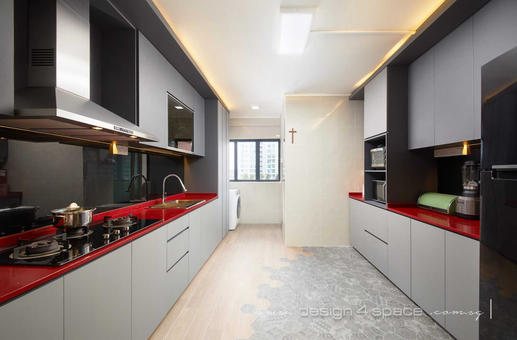 Modern Kitchen with Wood Flooring and Kitchen Island