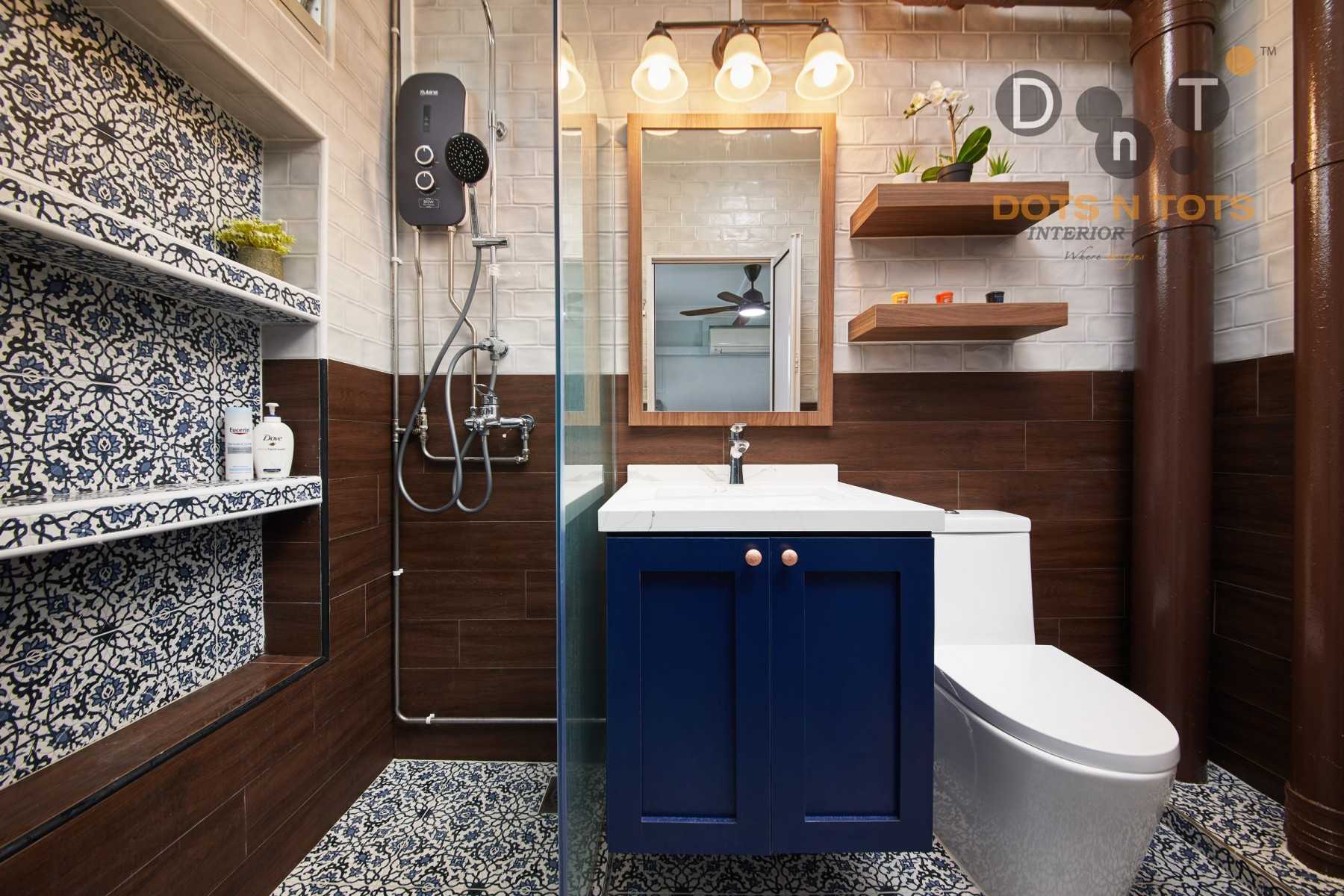 Country Bathroom with Herringbone Tiling and Flooring