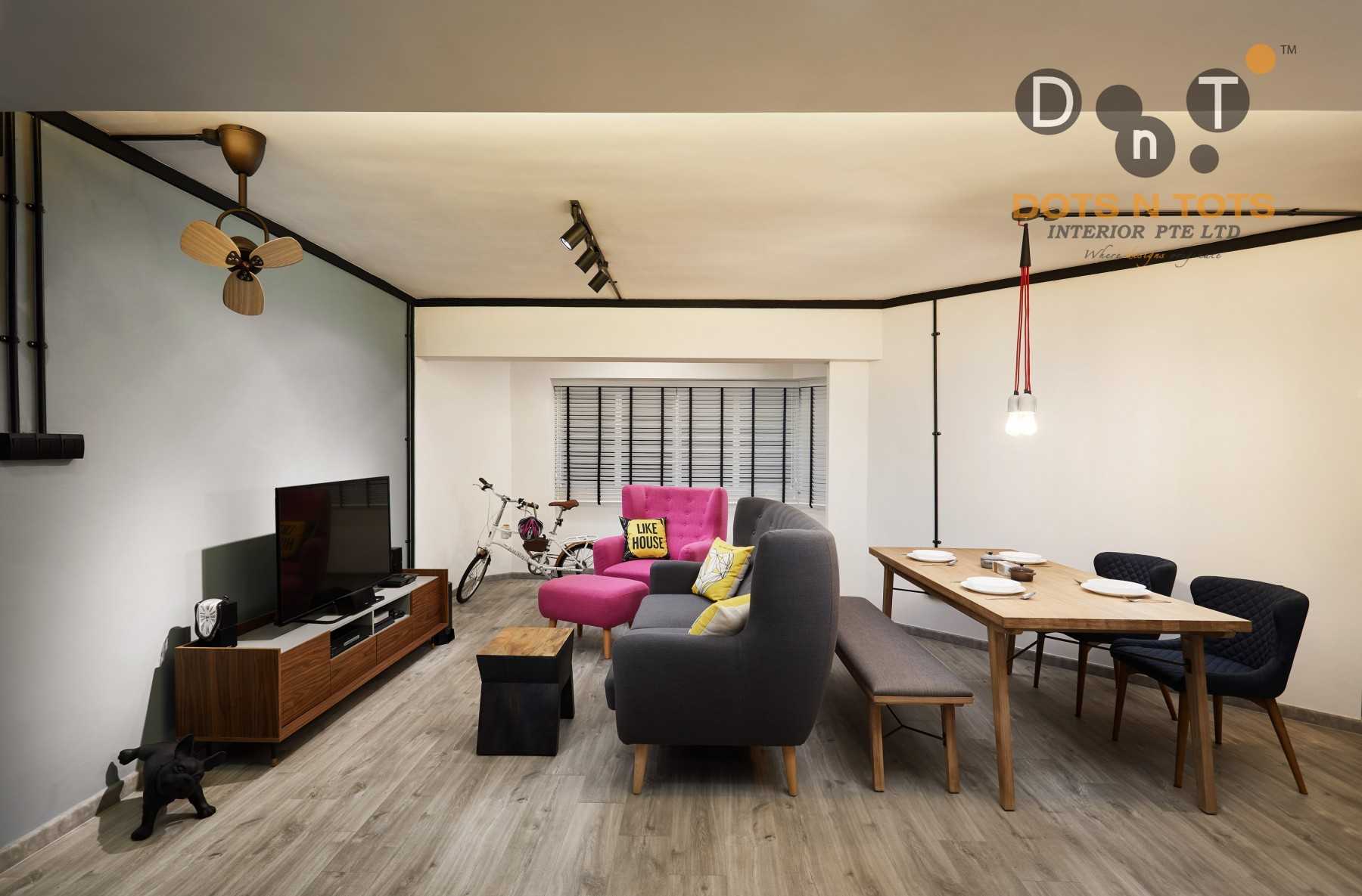 Industrial Living Room with TV Console and Sofa