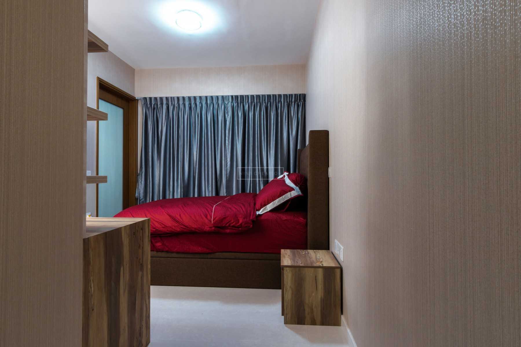 Modern Bedroom with Ceiling Light and Wallpaper