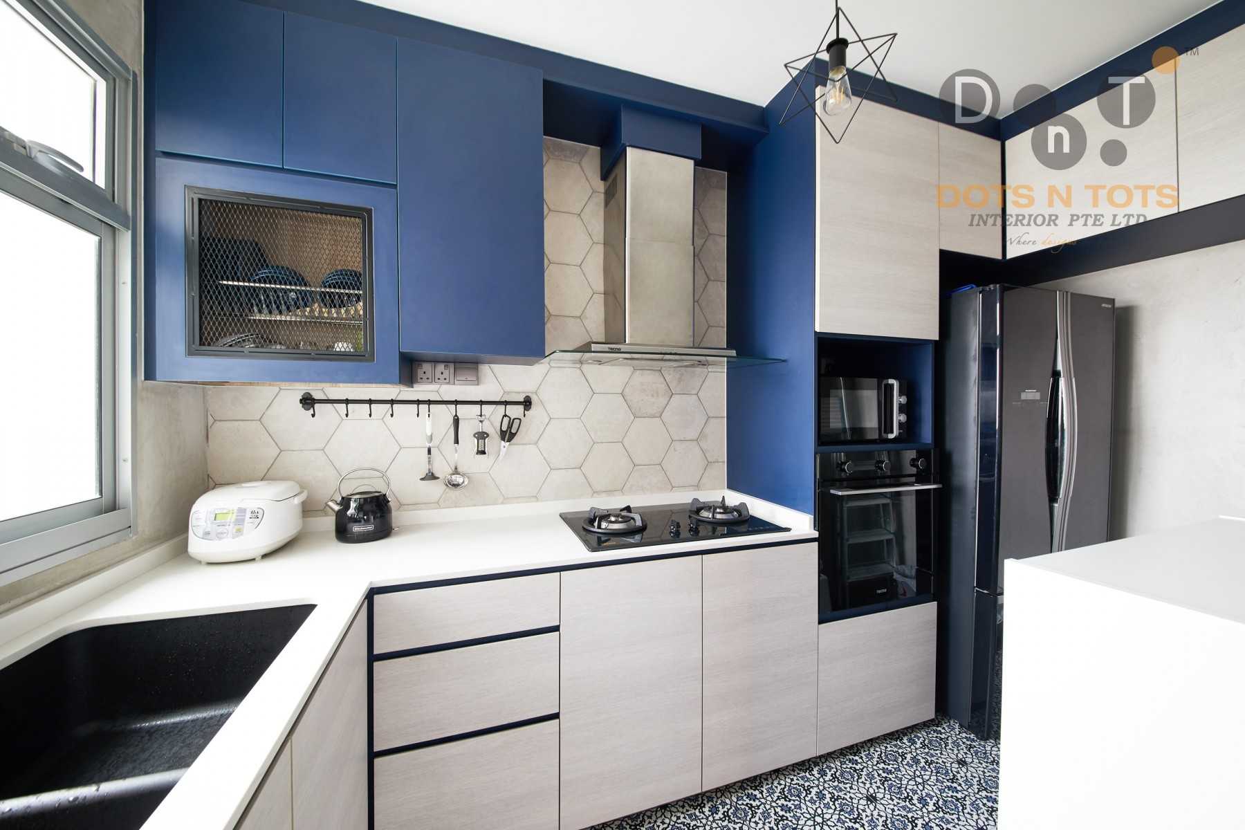 Industrial Kitchen with Homogeneous Tiles and Kitchen Window