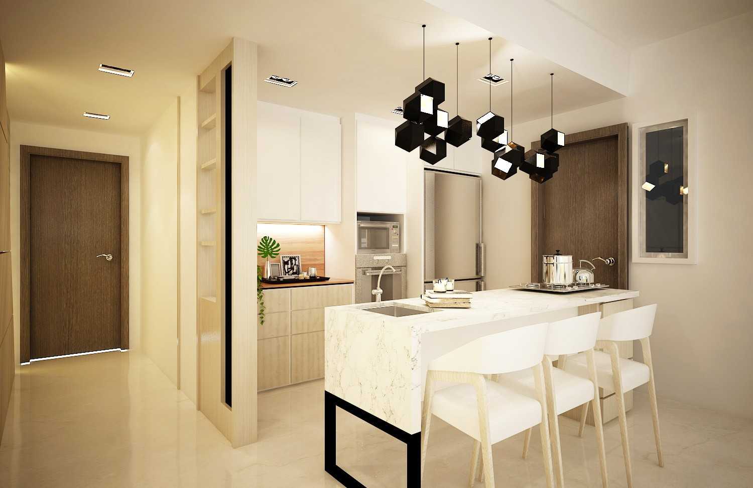 Contemporary Kitchen with Countertop and Homogeneous Tiles