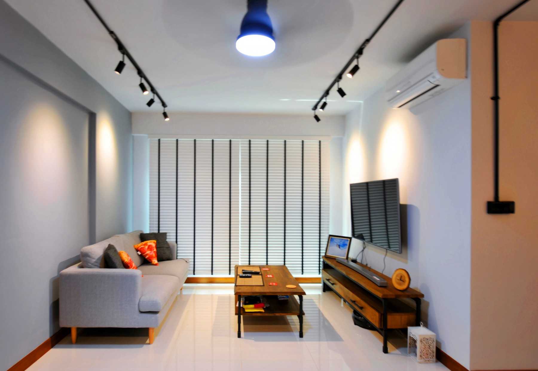 Industrial Living Room with TV Console and Sofa