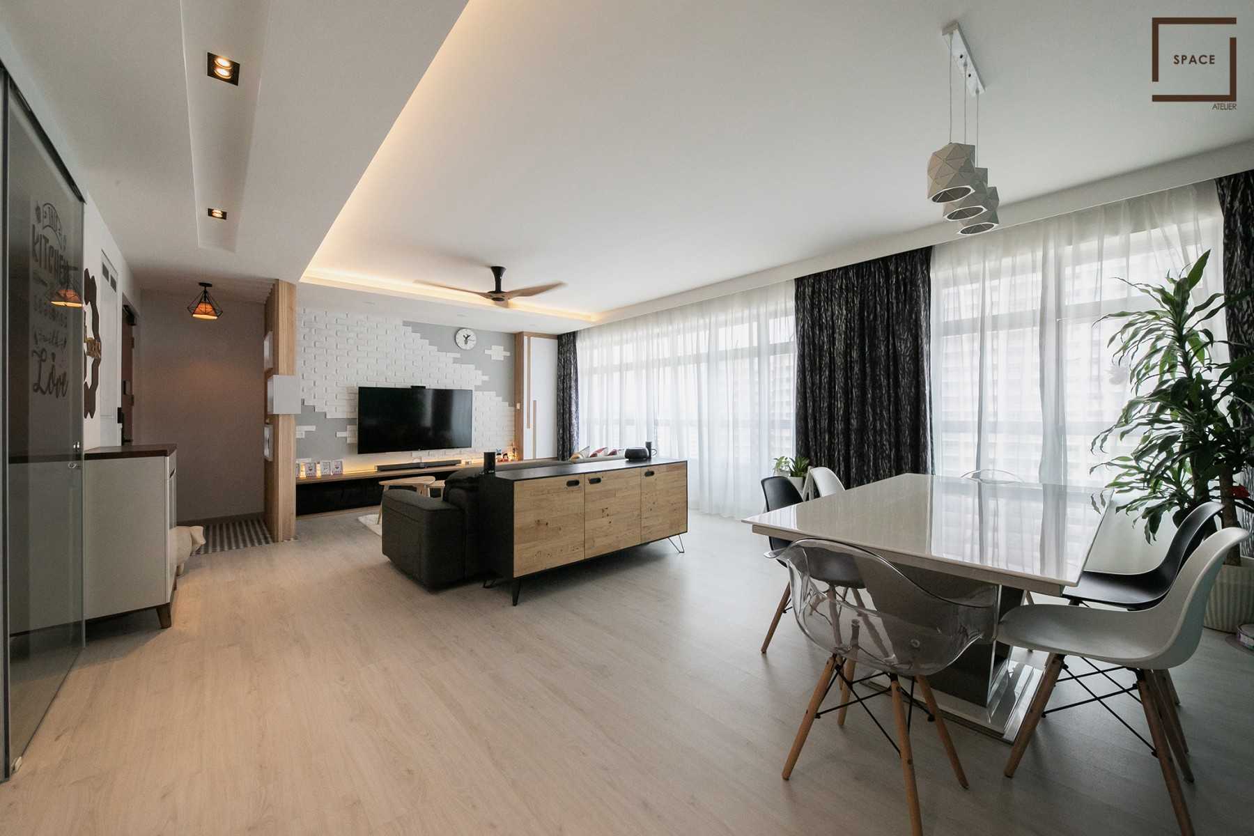 Scandinavian Living Room with Vinyl Flooring and Sofa
