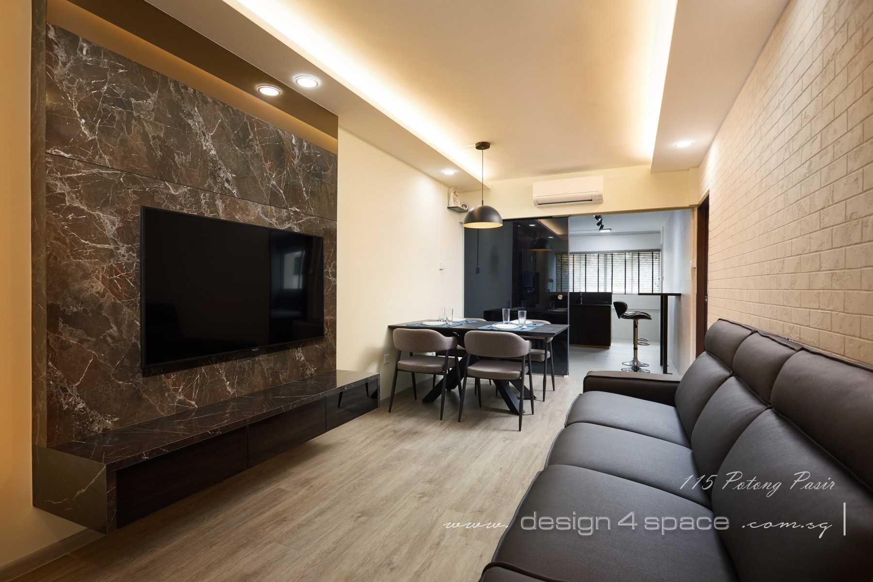 Contemporary Living Room with TV Console and TV