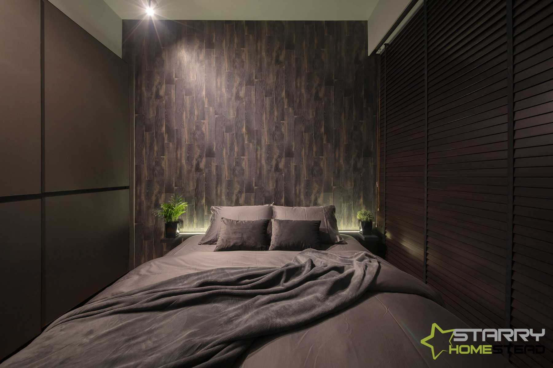 Modern Bedroom with Wardrobe and Bedside Table