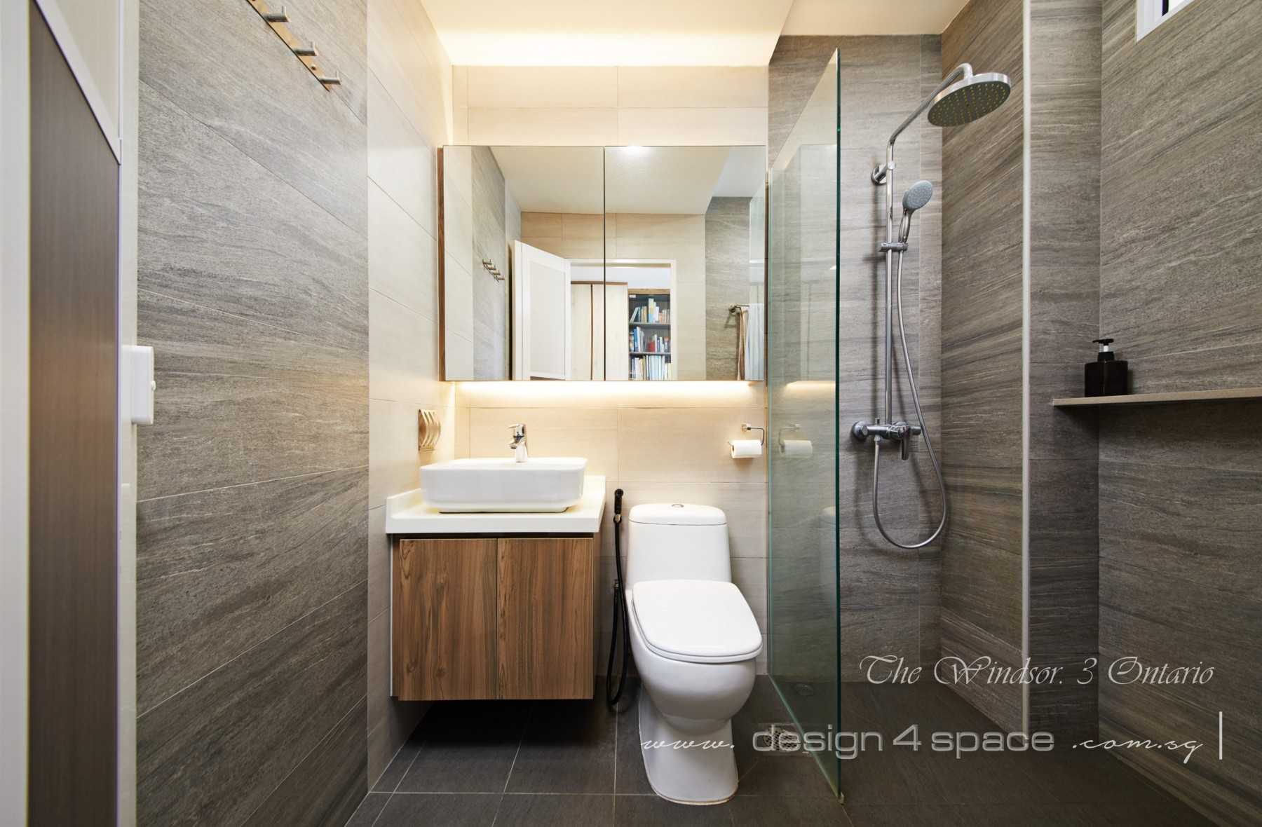Scandinavian Bathroom with Shower Screen and Bathroom Sinks