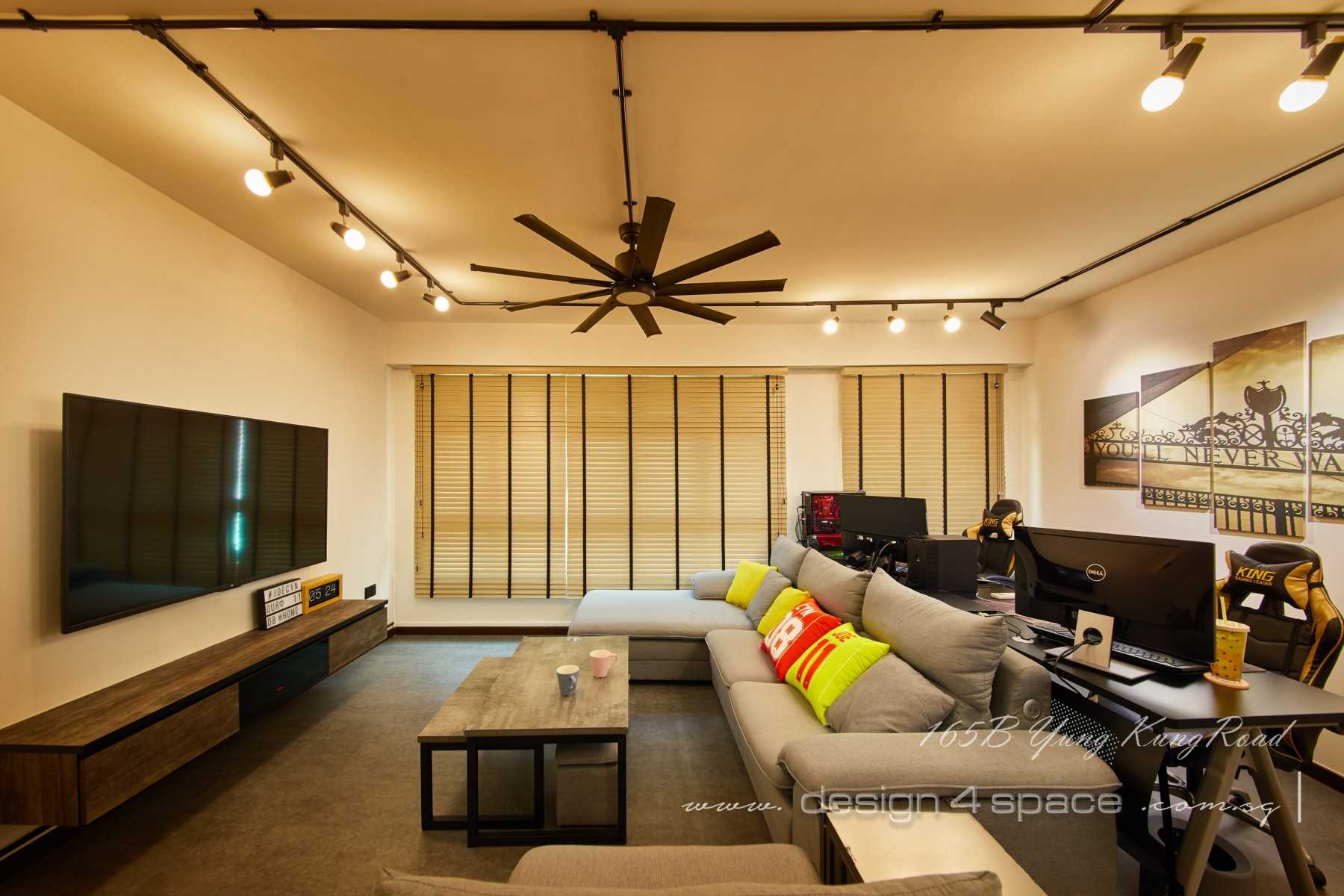 Industrial Living Room with Vinyl Flooring and Wood Flooring