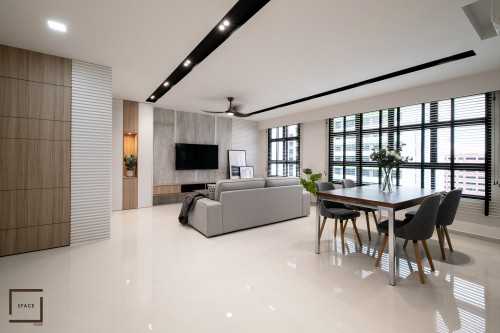 Scandinavian Living Room at HDB BTO 5-R00M TAMPINES GREENRIDGES