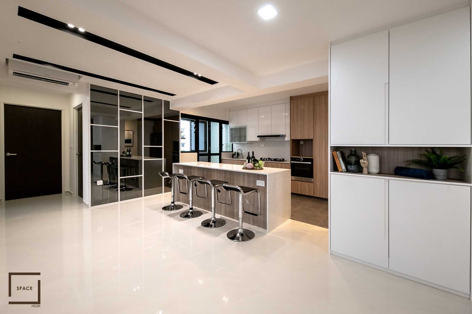 Scandinavian Kitchen with Open Kitchen and Breakfast Counter