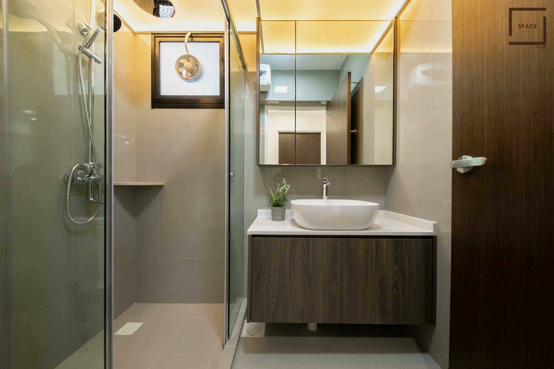 Scandinavian Bathroom with Mirror and Shower Screen