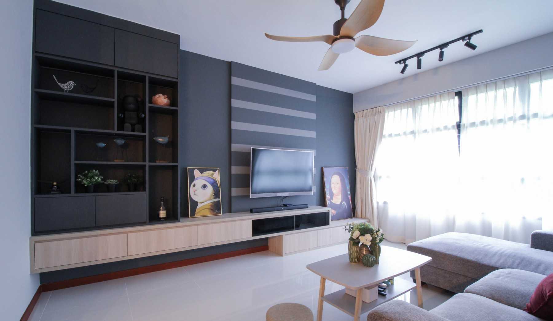 Contemporary Living Room with Feature Wall and Sofa