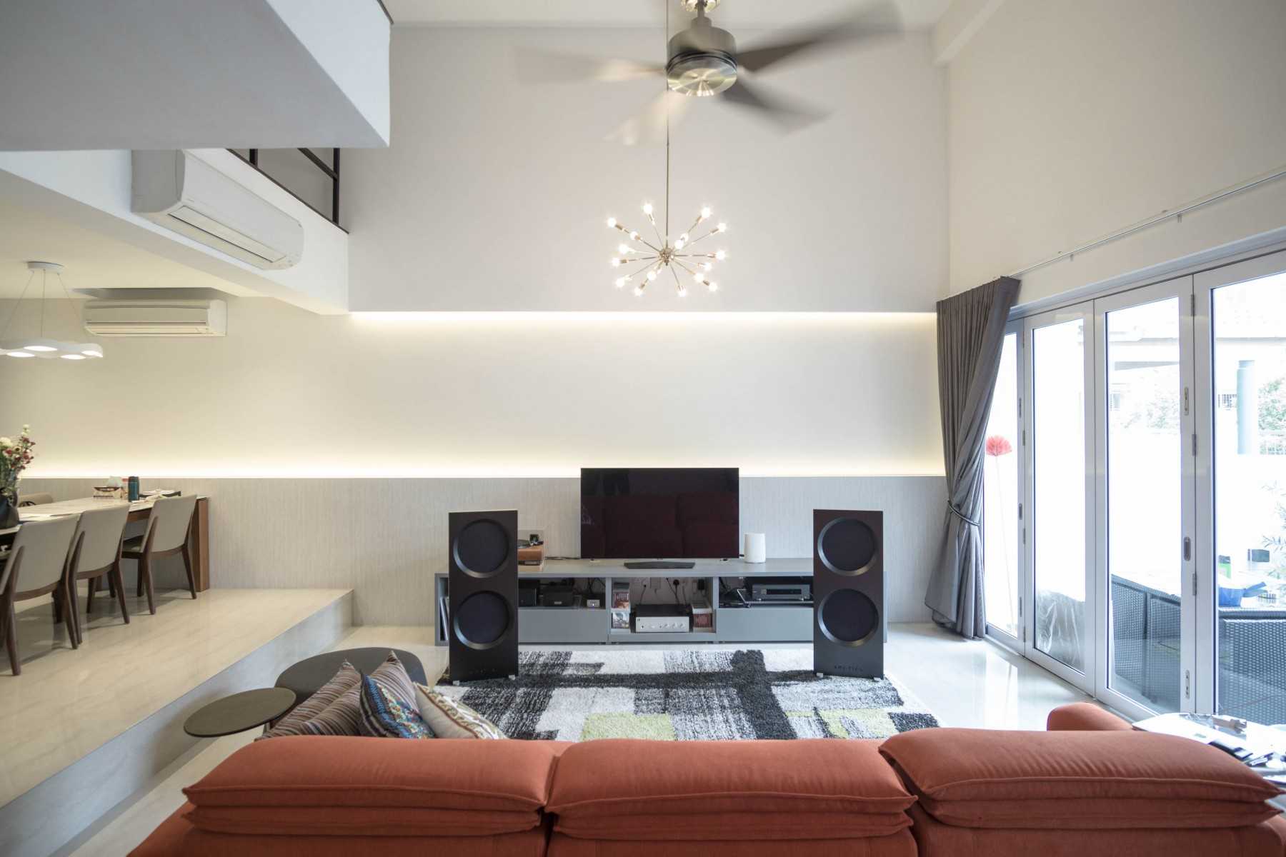 Modern Living Room with Chandelier and Sofa