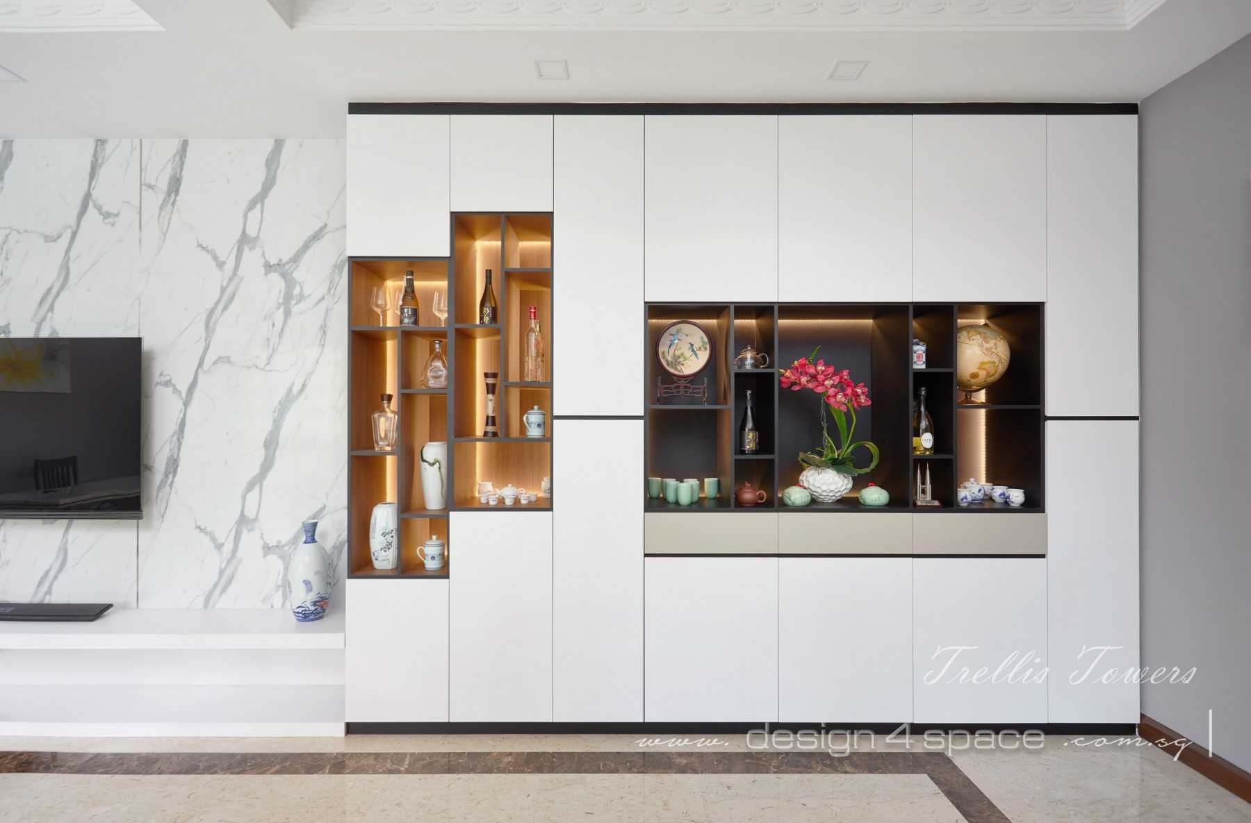 Contemporary Living Room with Wood Flooring and TV Console
