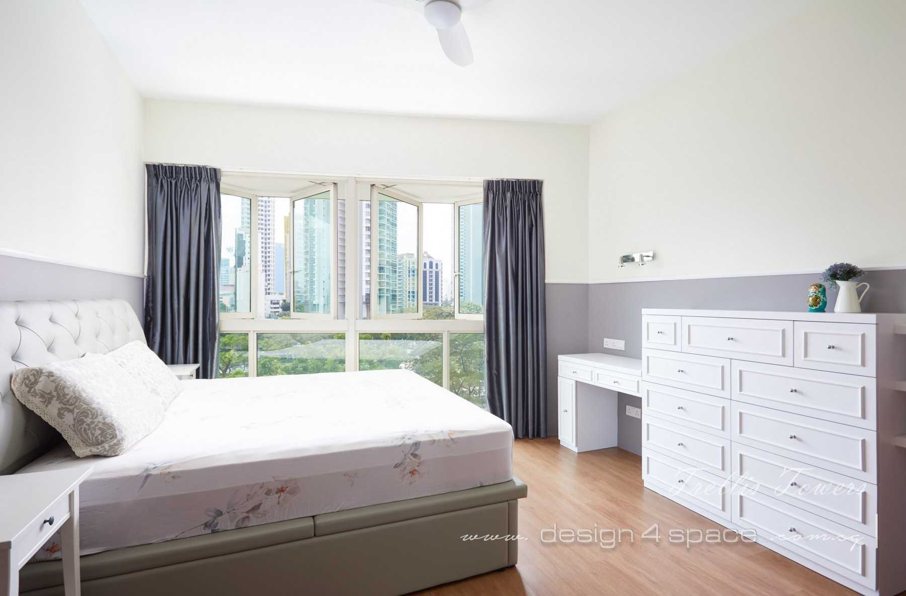 Contemporary Bedroom with Wood Flooring and Drop Ceiling
