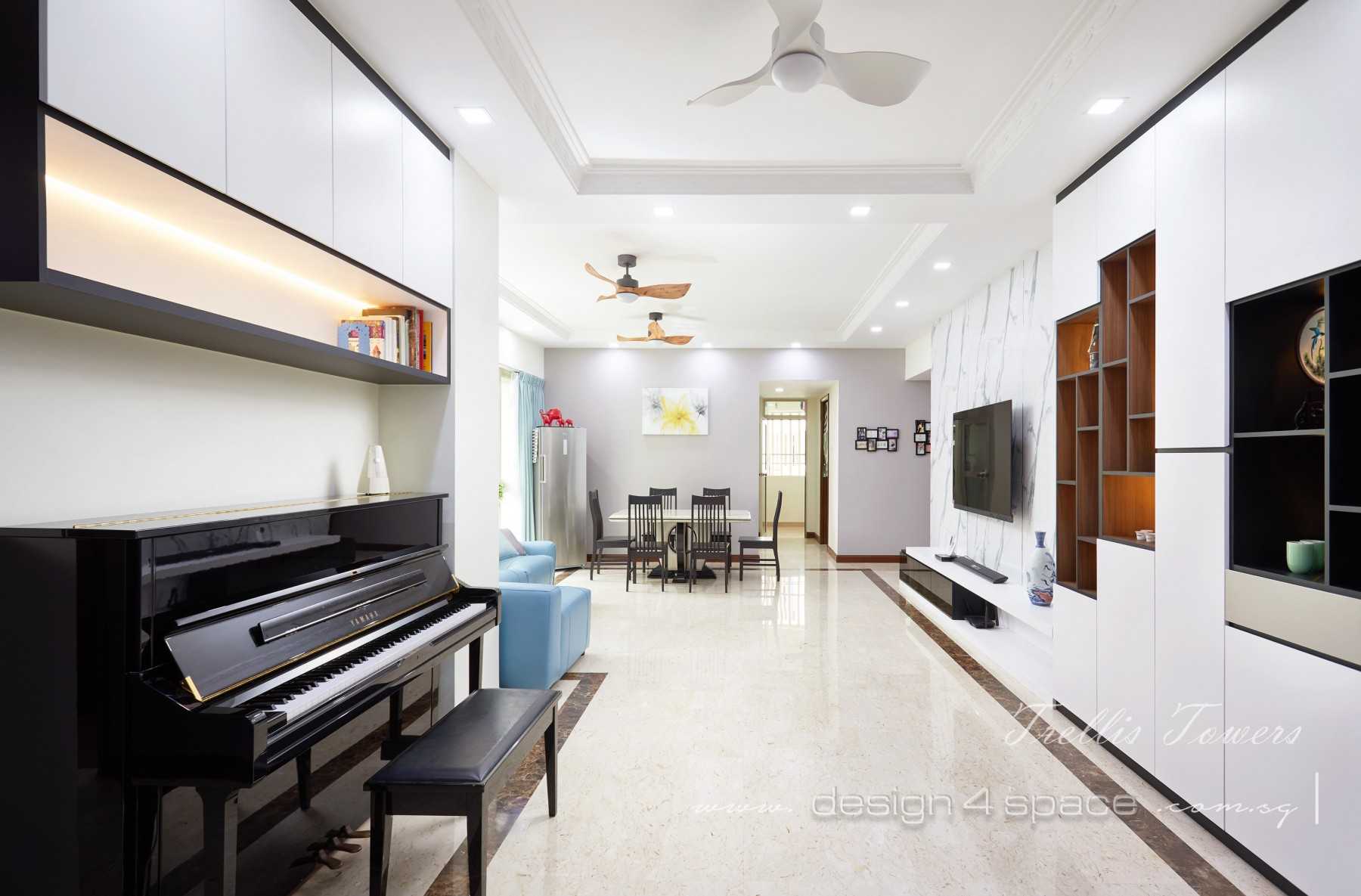 Contemporary Living Room with Wood Flooring and TV Console