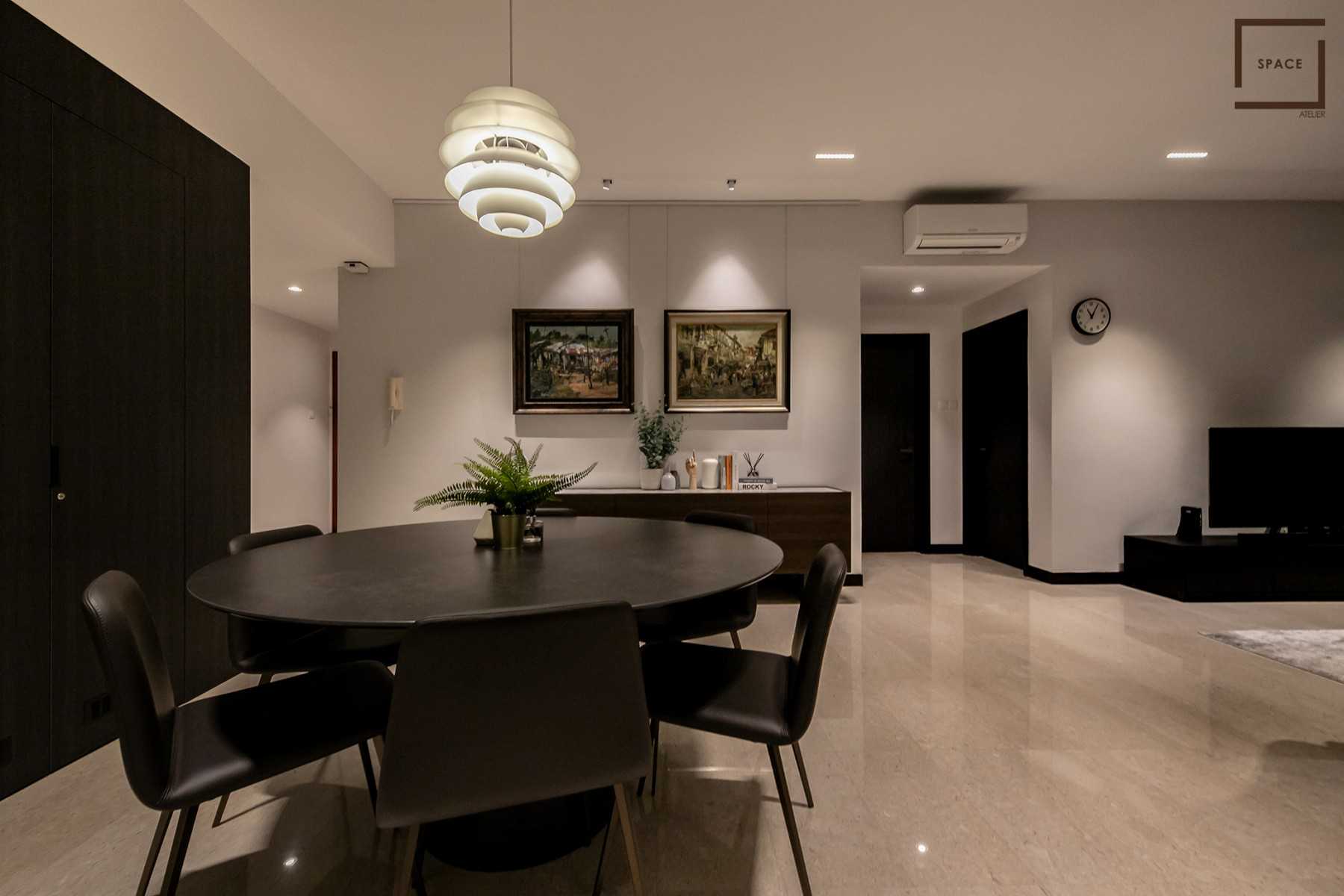 Minimalist Living Room with TV Console and Ceiling Light