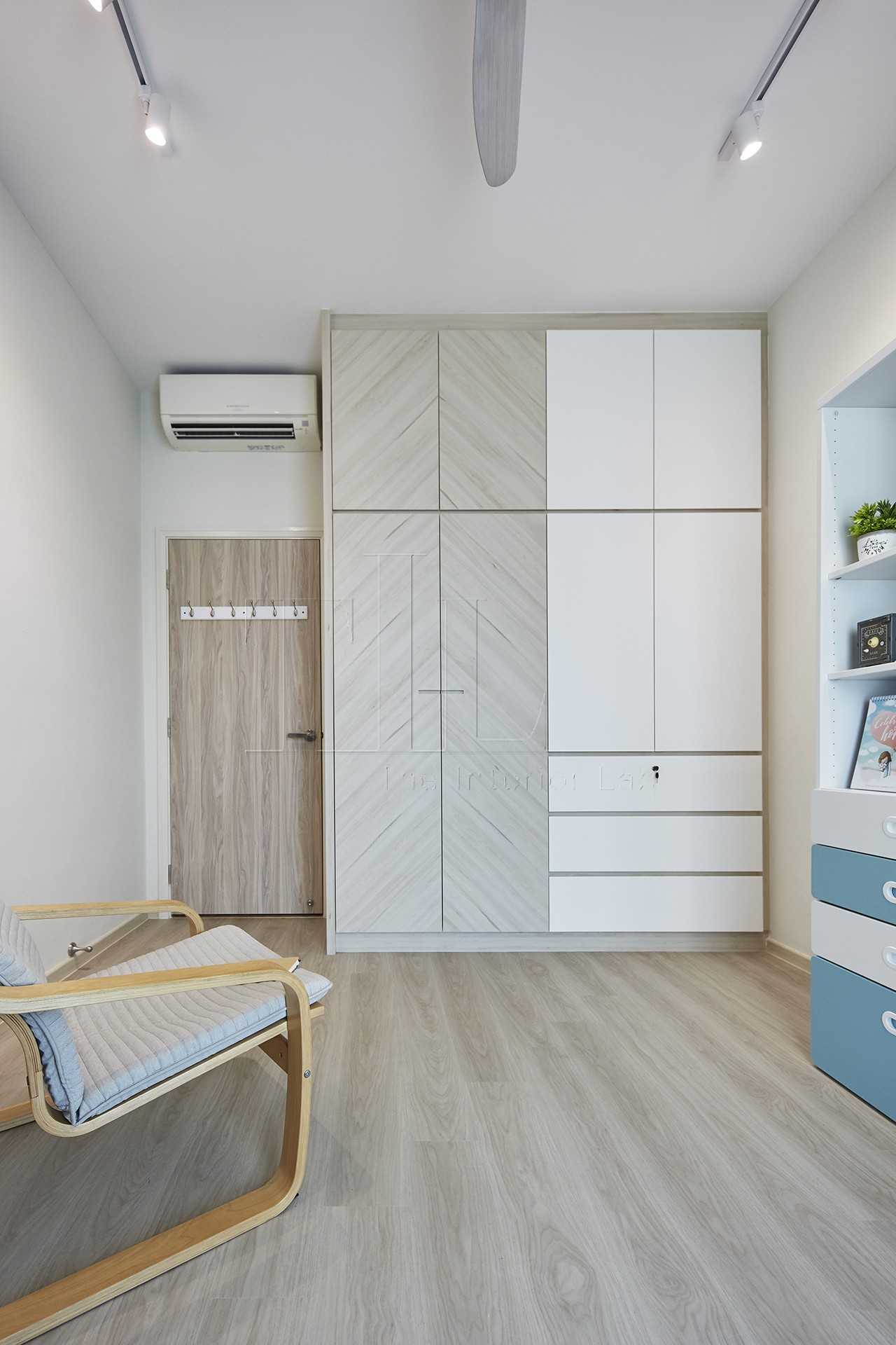 Scandinavian Bedroom with Vinyl Flooring and Wardrobe