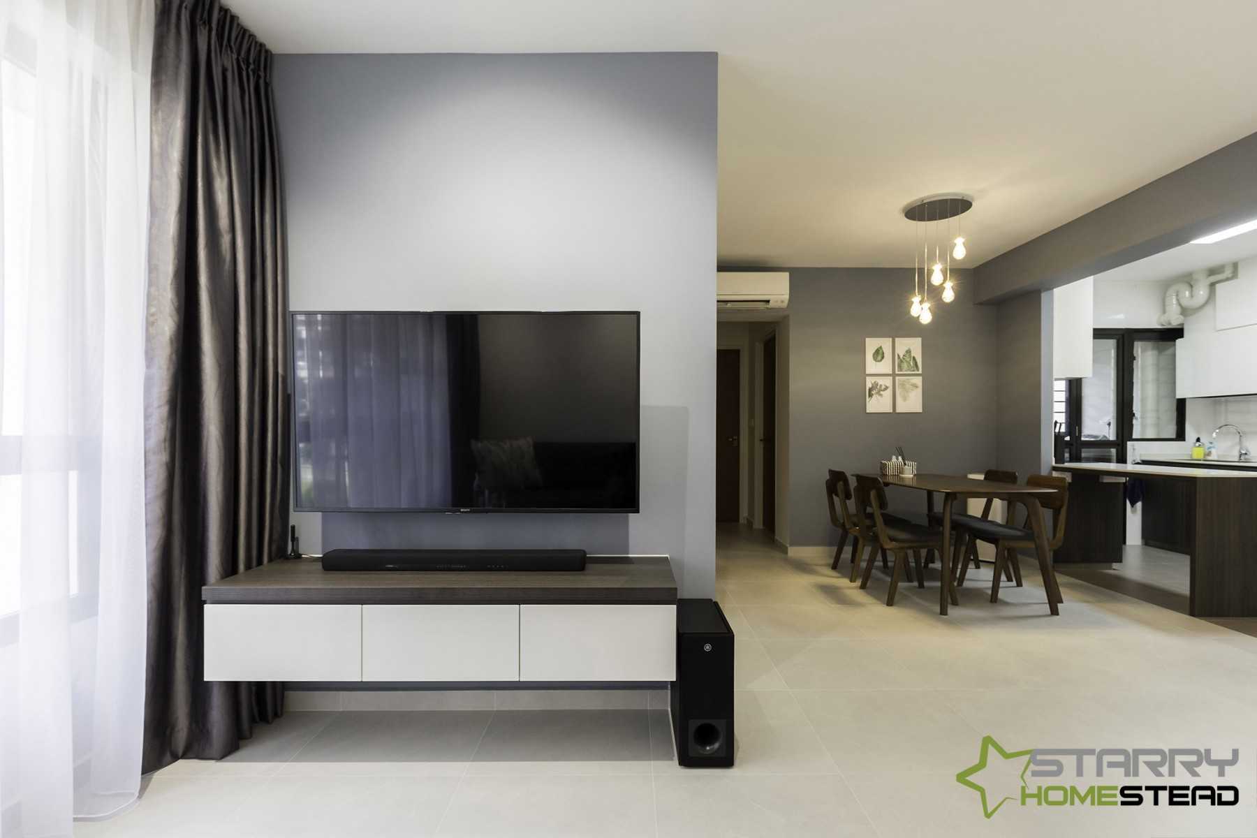 Contemporary Living Room with TV Console and TV