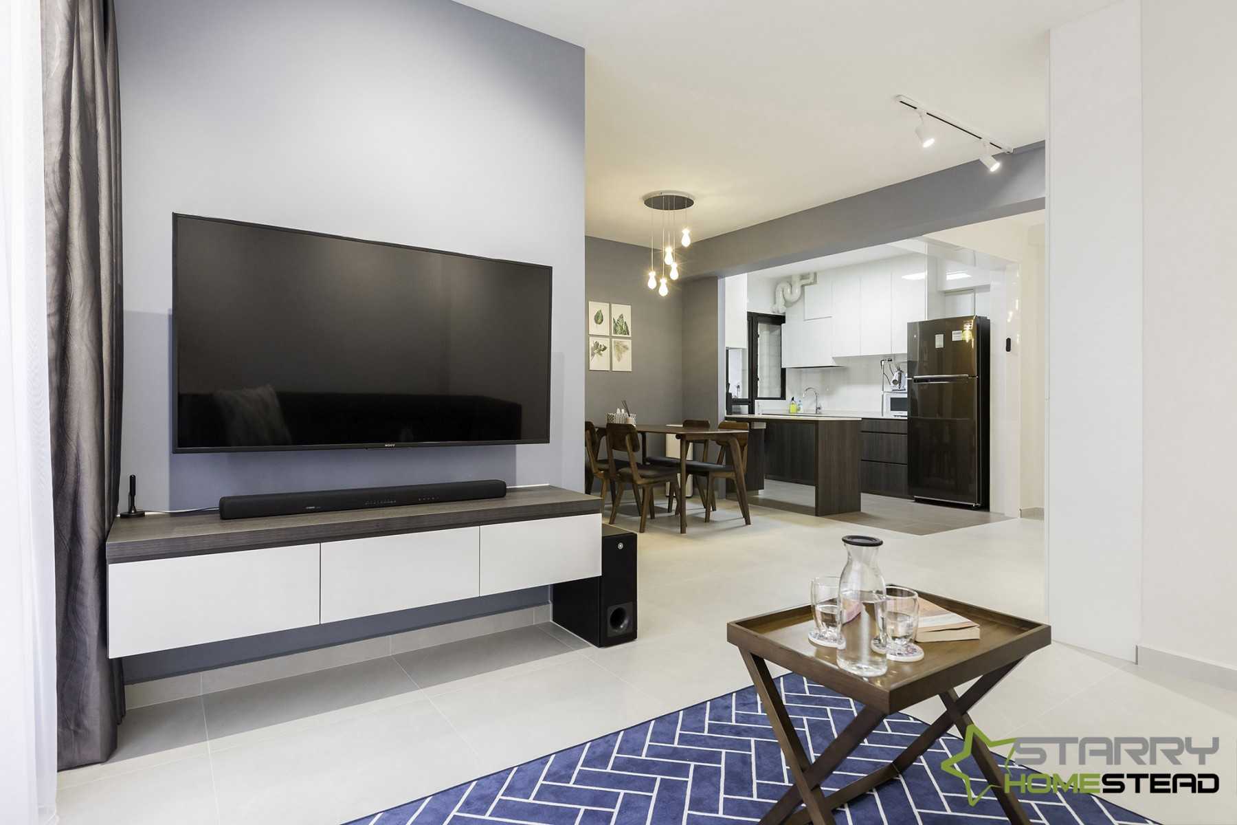 Contemporary Living Room with TV Console and Coffee Table