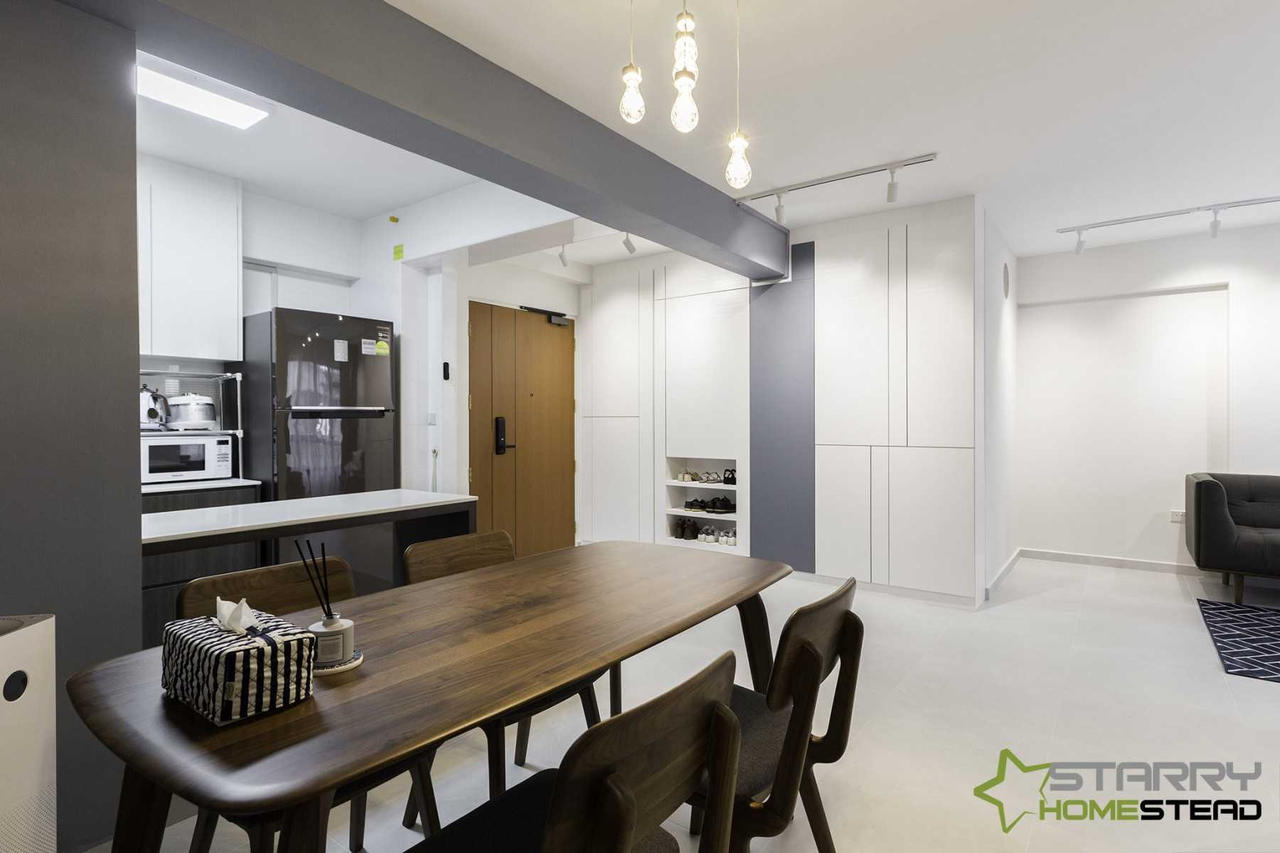 Contemporary Dining Room with Open Kitchen and Dining Table
