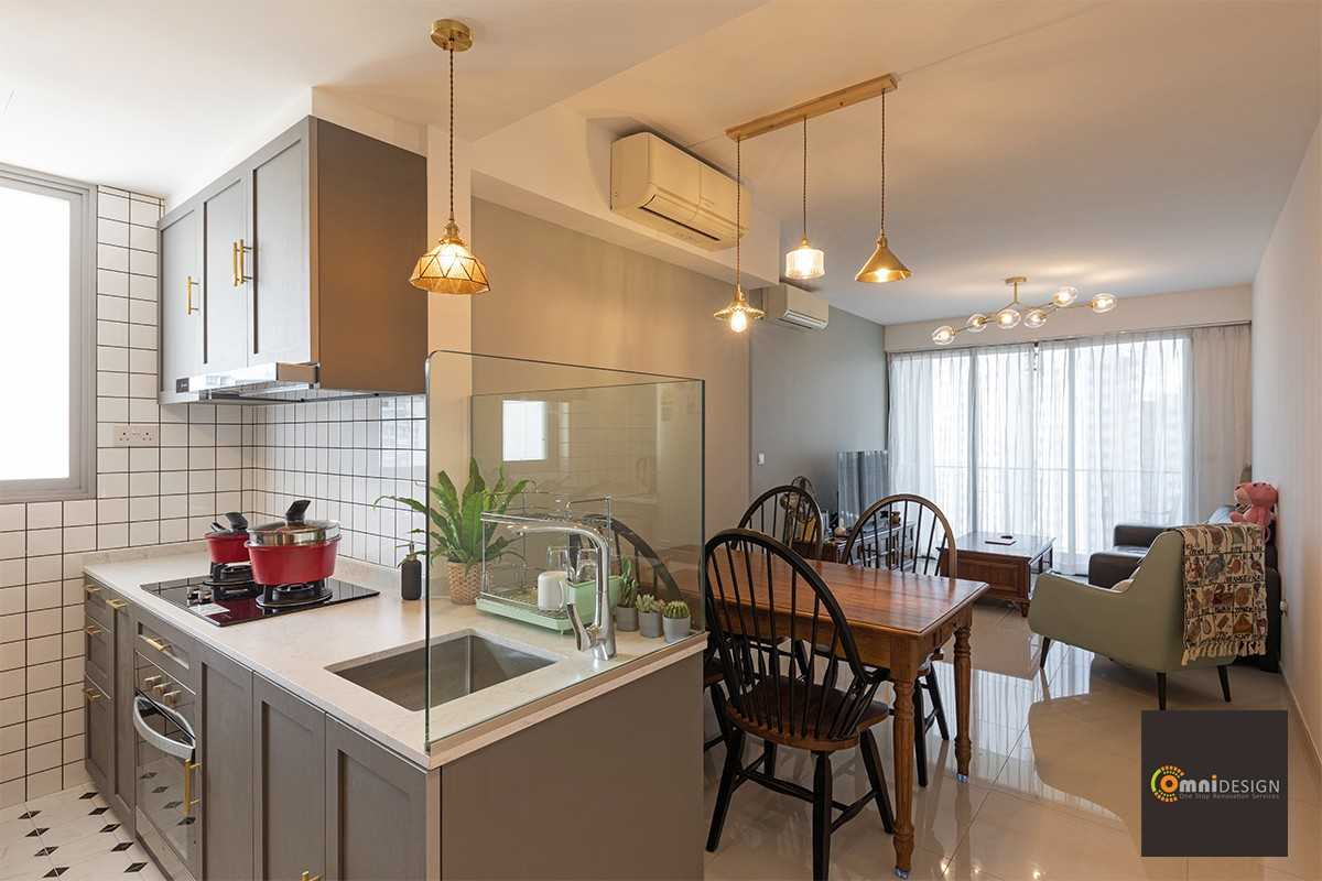Country Living Room with Countertop and Curtain