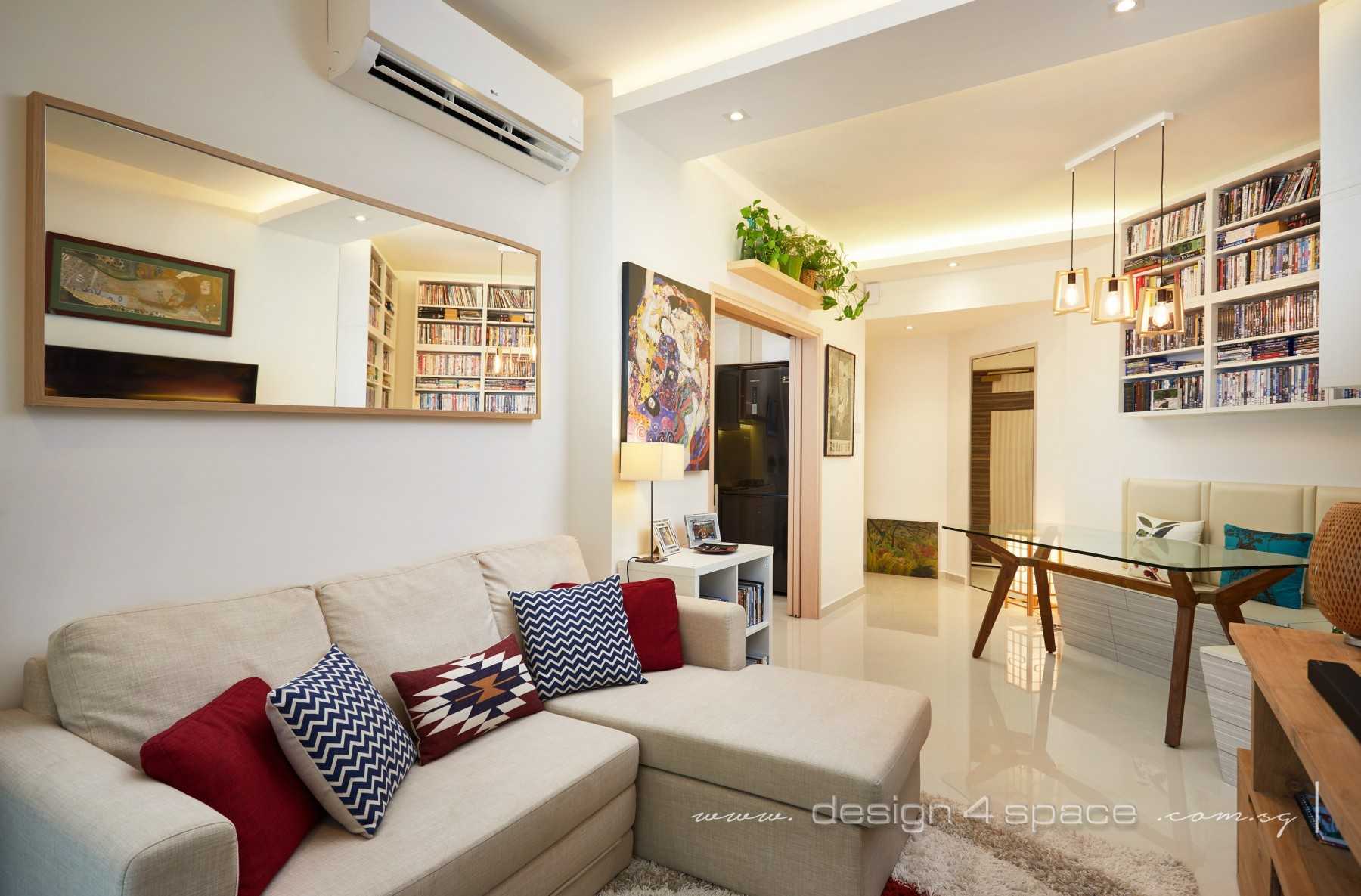 Asian Living Room with Wood Flooring and TV Console