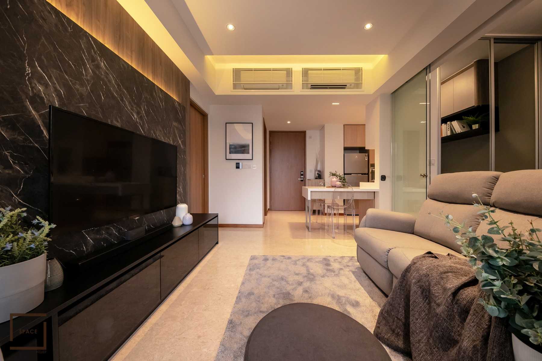 Scandinavian Living Room with TV Console and Sofa