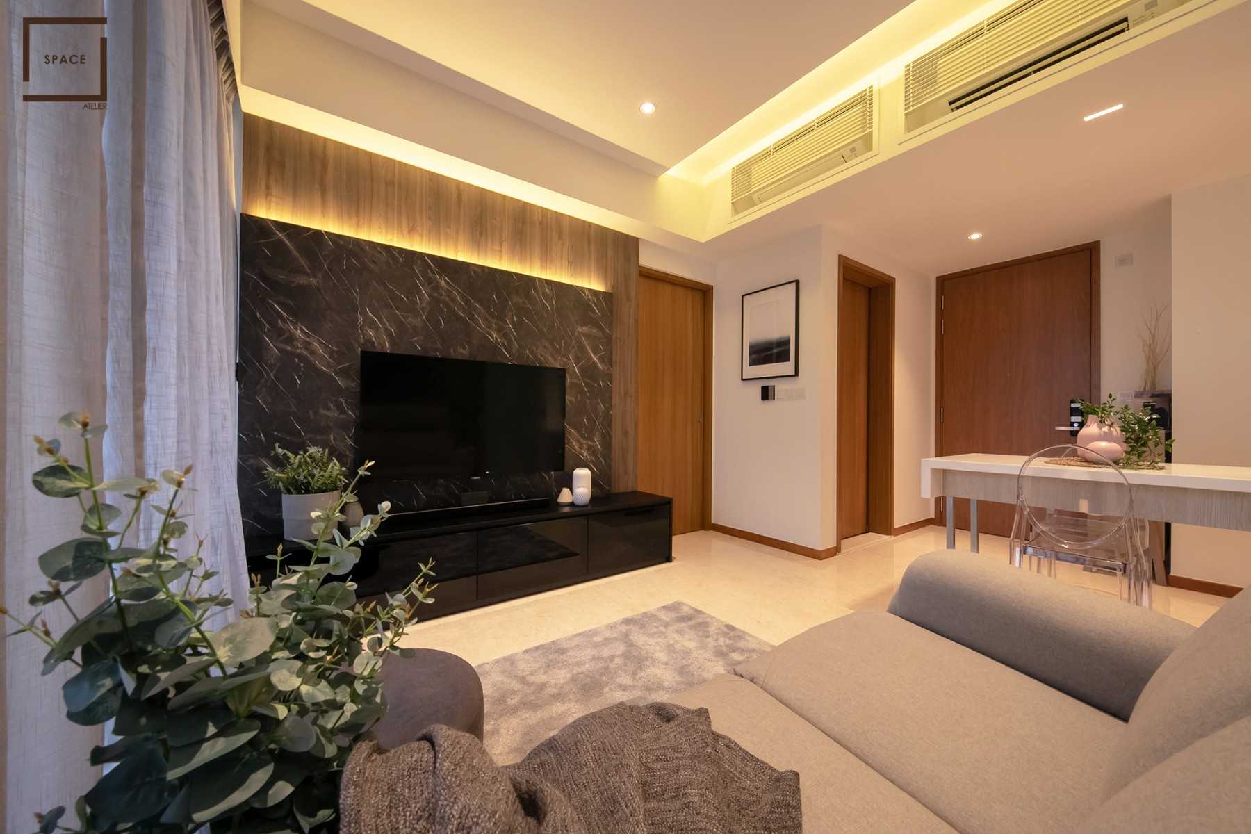 Scandinavian Living Room with TV Console and TV