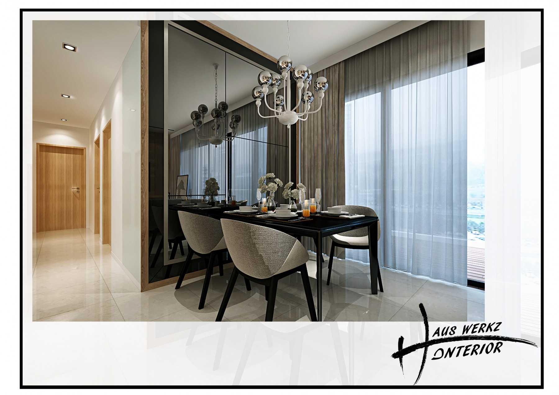 Modern Dining Room with Drop Light and Ceiling Light