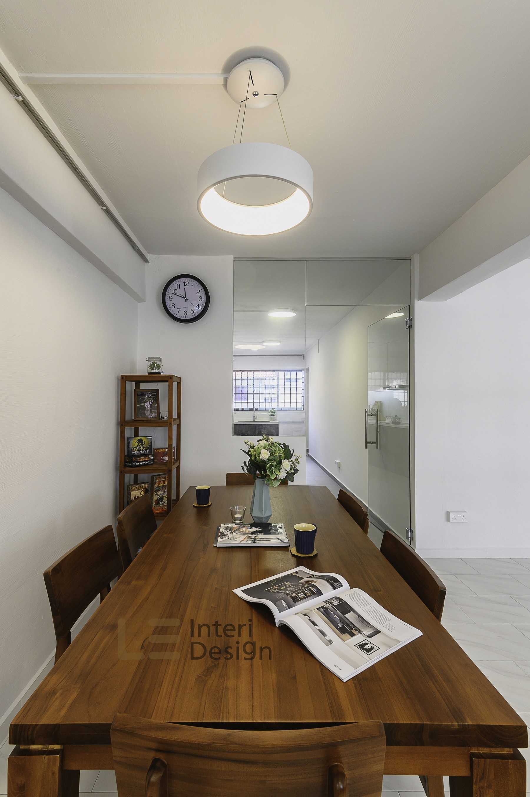 Scandinavian Dining Room with Glass Door and Dining Table