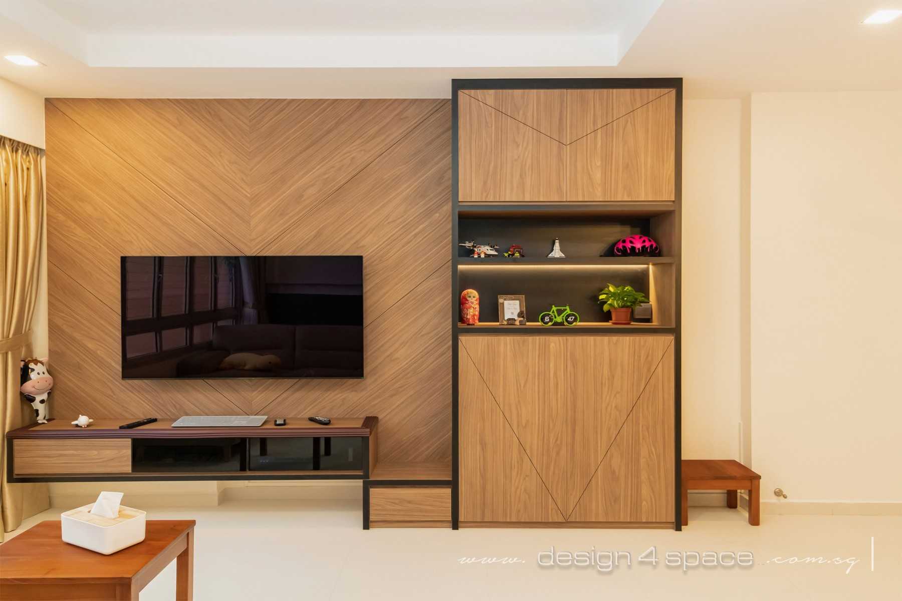 Modern Living Room with Wood Flooring and TV Console