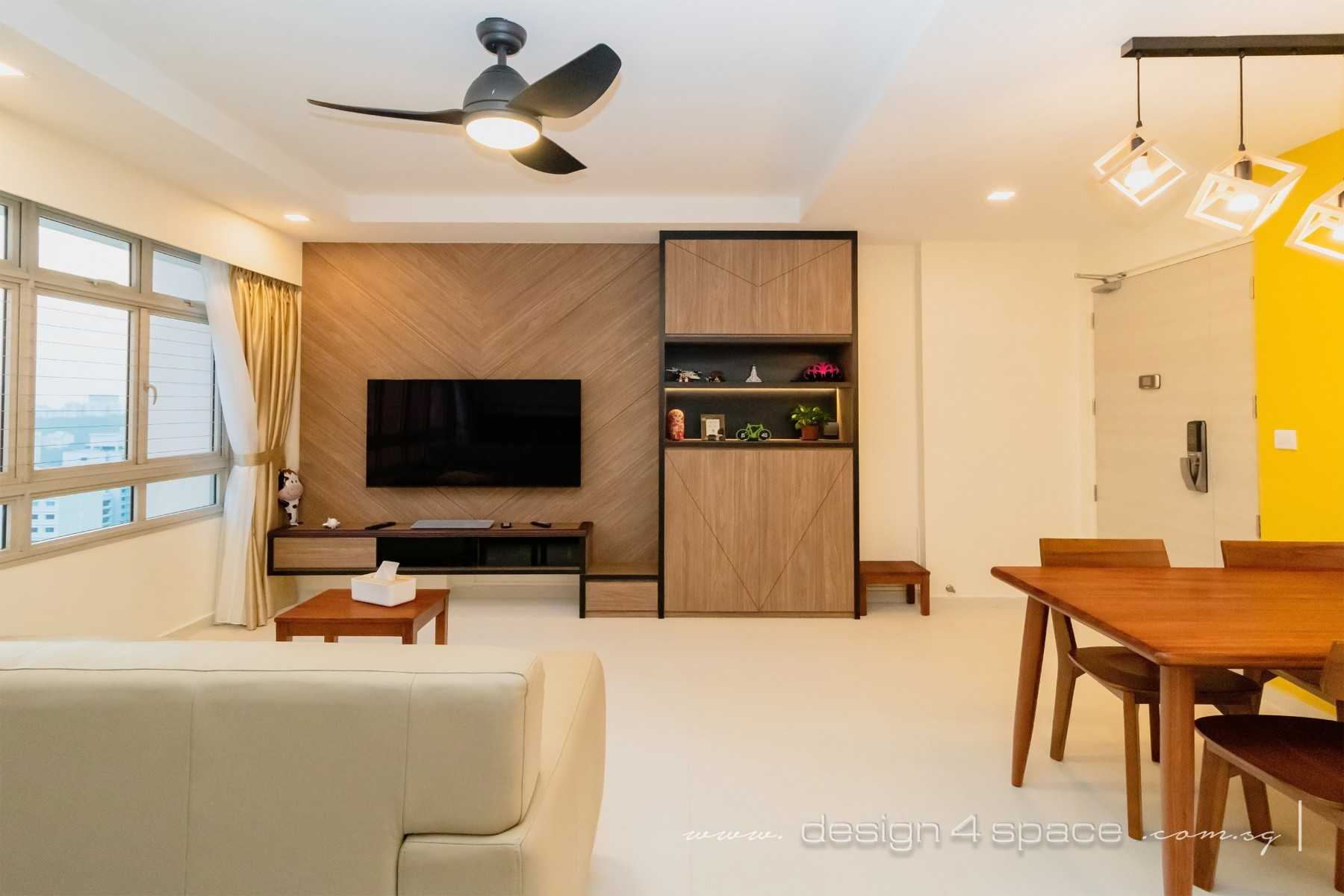 Modern Living Room with Wood Flooring and TV Console
