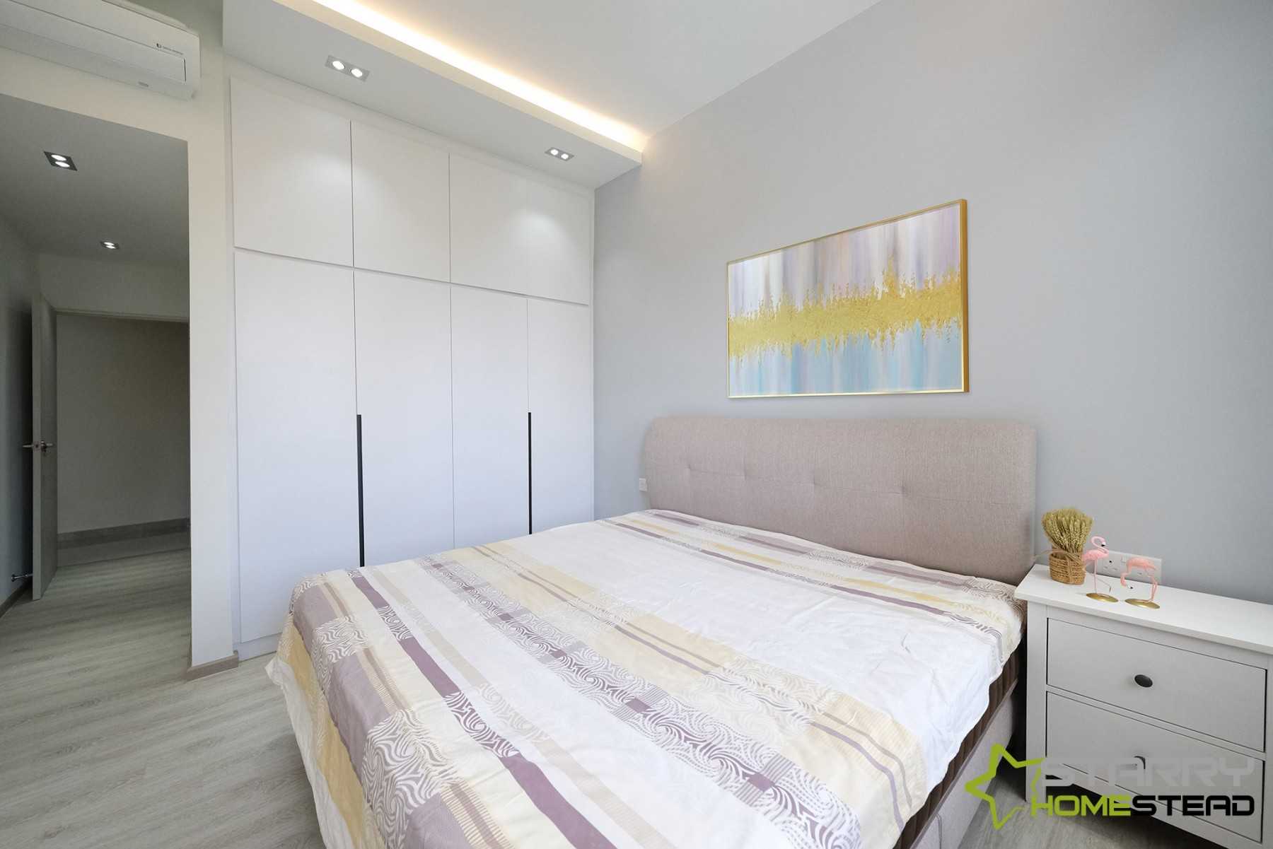 Modern Bedroom with Wardrobe and Bedside Table