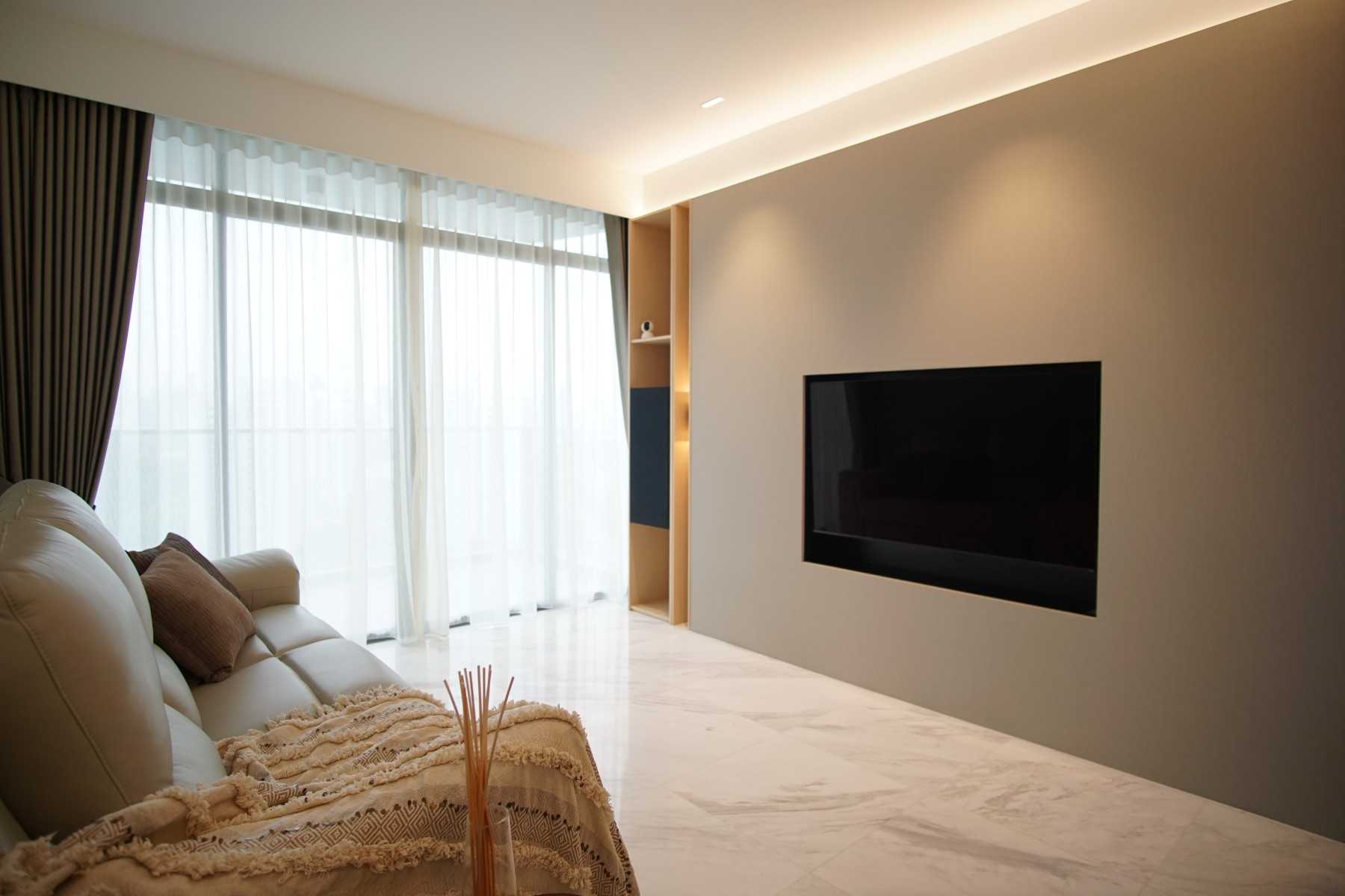 Minimalist Living Room with TV Console and Feature Wall