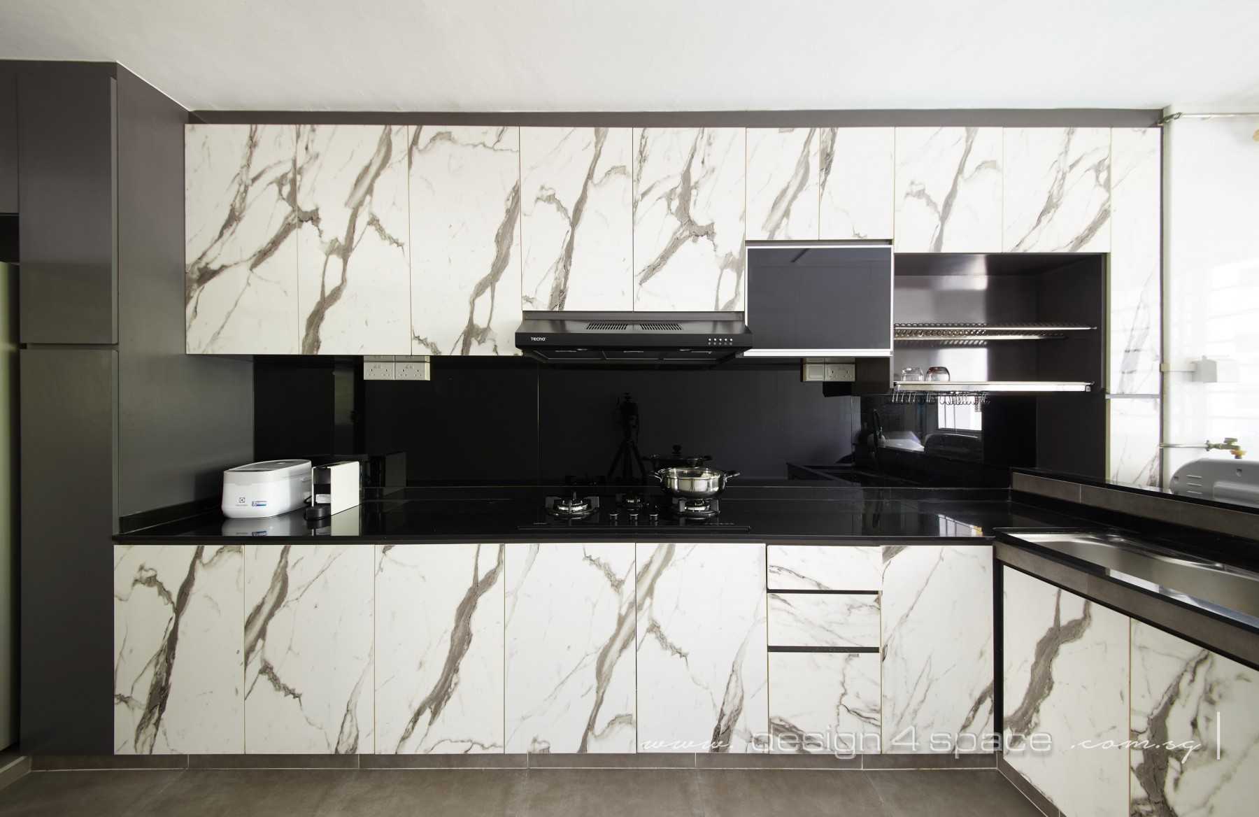 Industrial Kitchen with Homogeneous Tiles and Kitchen Backsplash