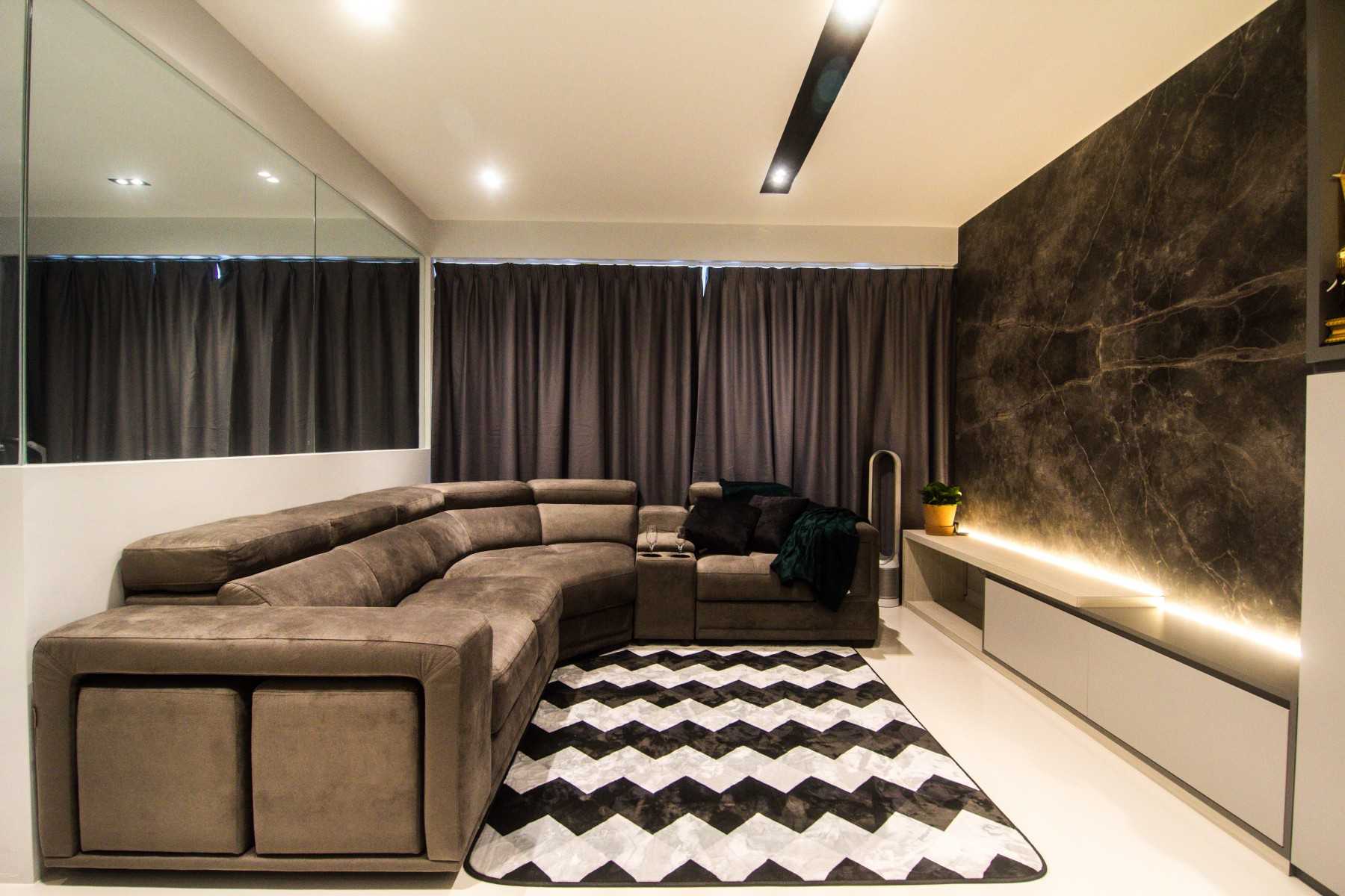 Modern Living Room with TV Console and Feature Wall