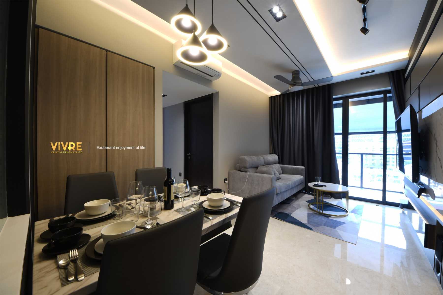 Modern Dining Room with Cove Lighting and Ceiling Light