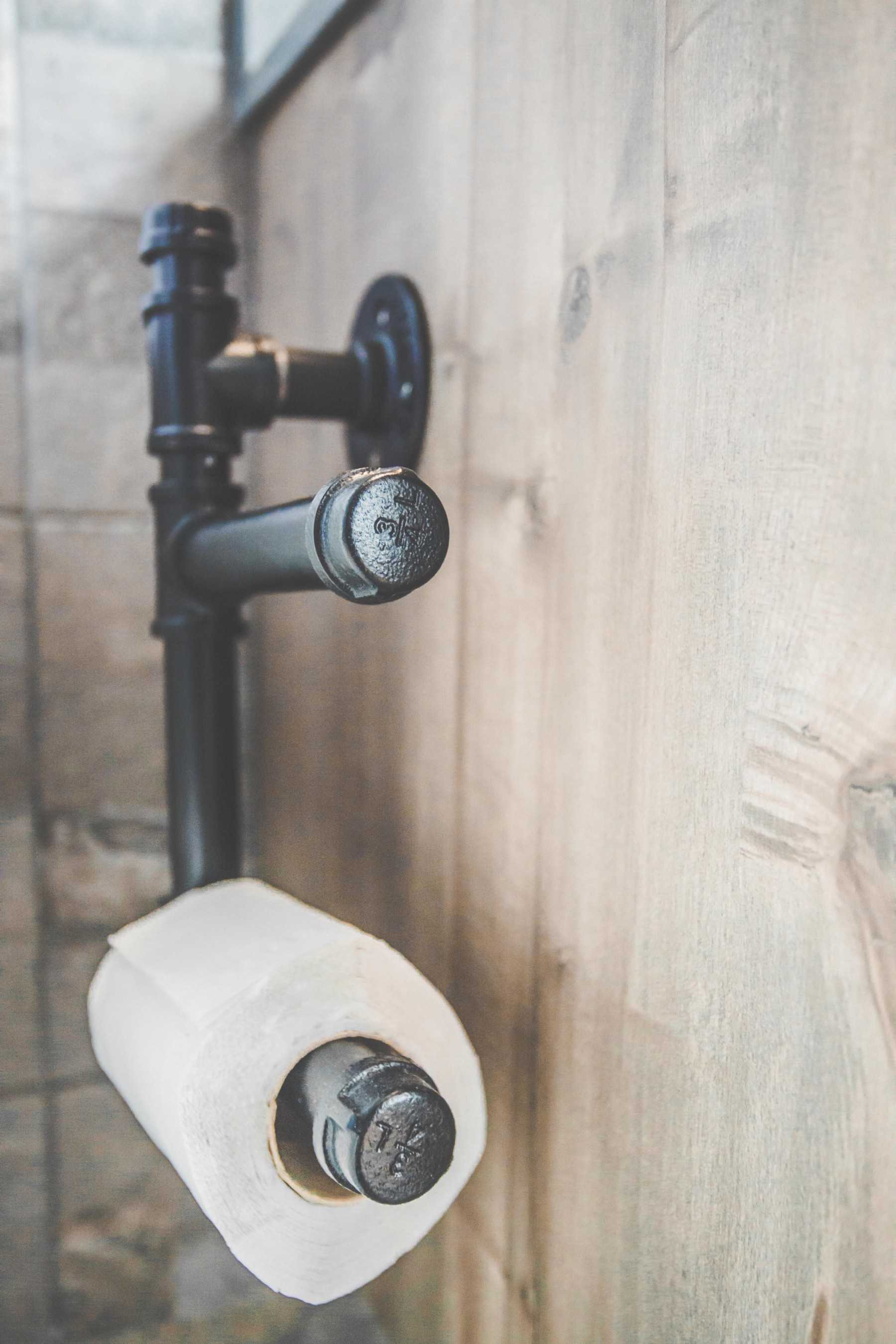 Industrial Bathroom with Mirror and Shower Screen