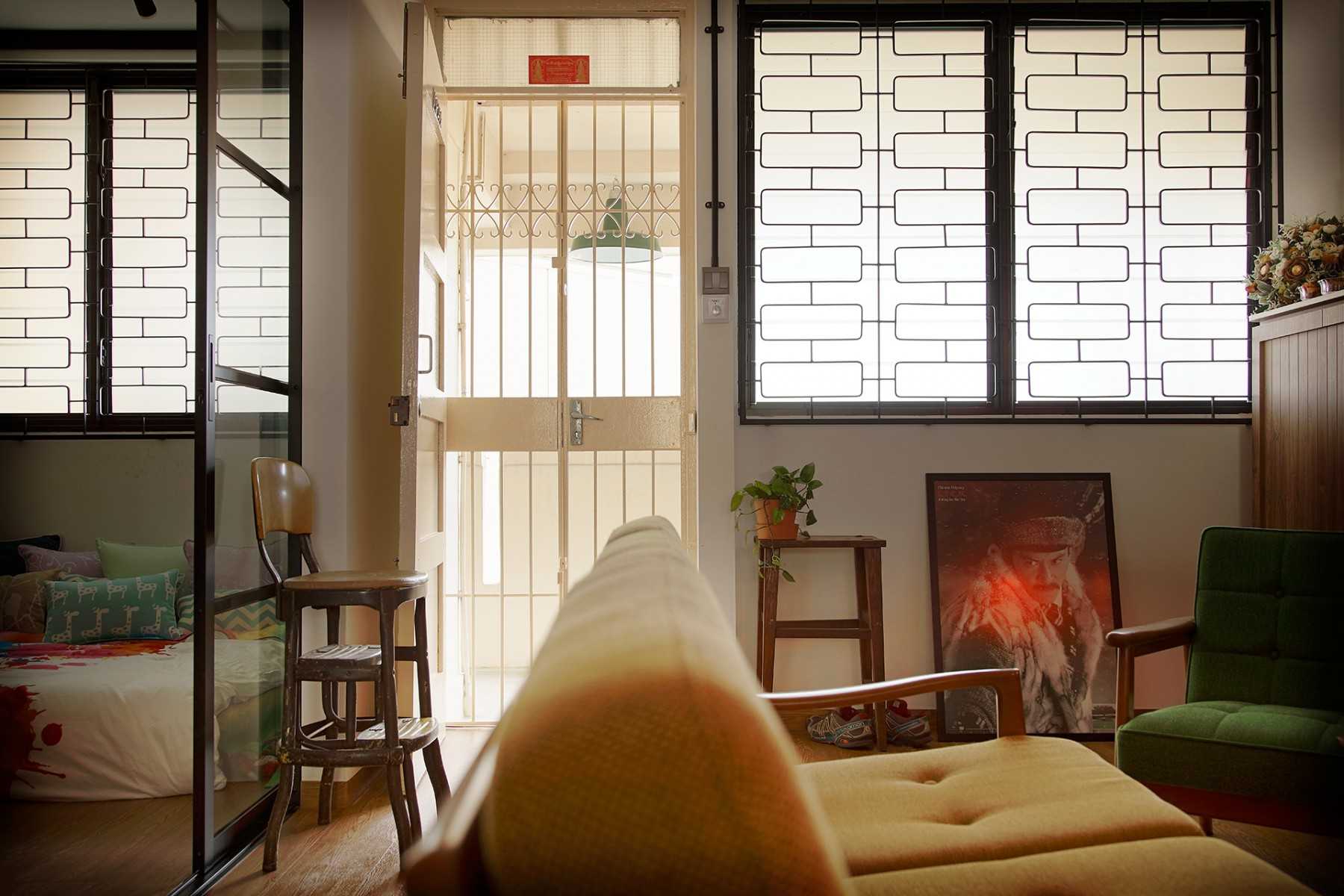 Vintage Entryway with Sofa and Side Table