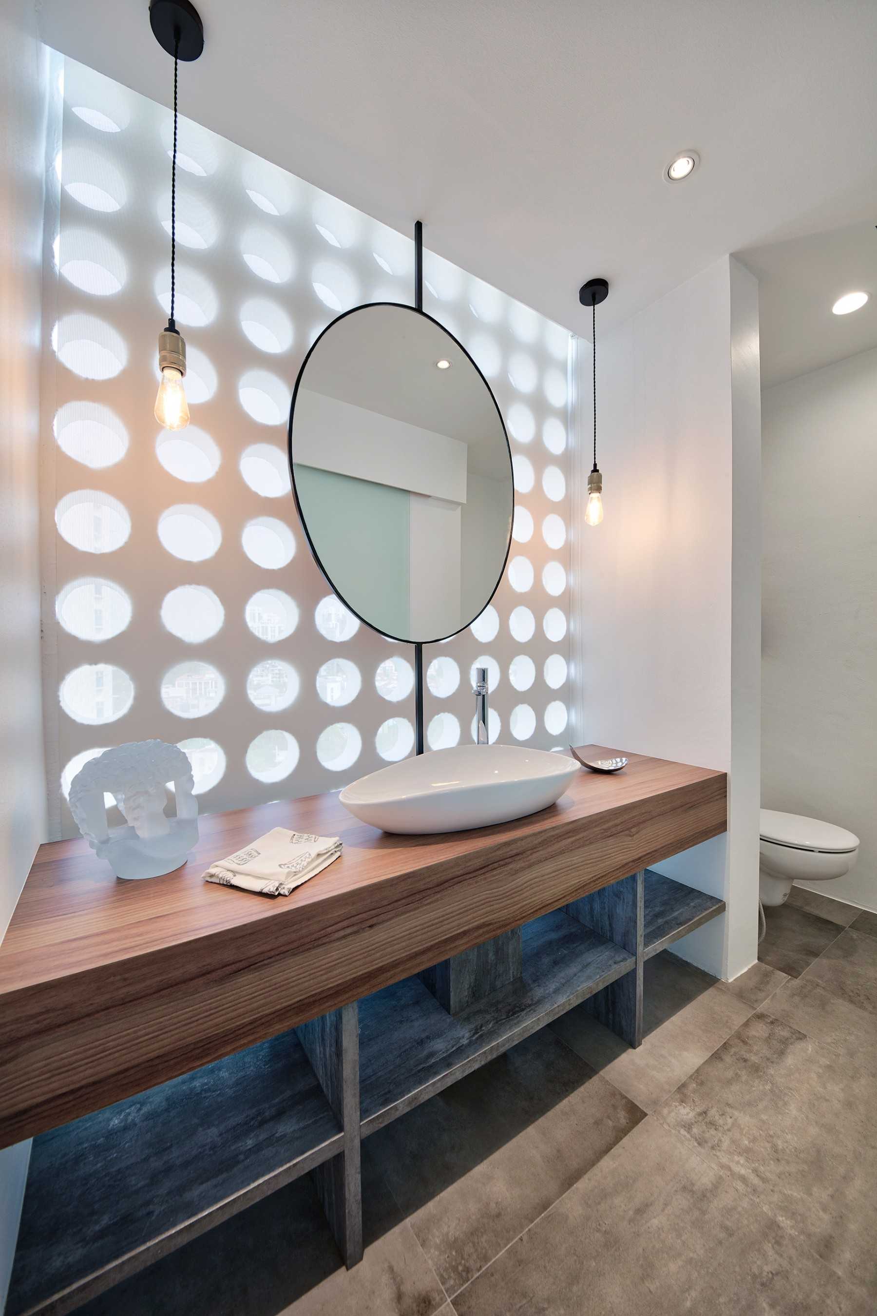 Contemporary Bathroom with Mirror and Bathroom Mirrors