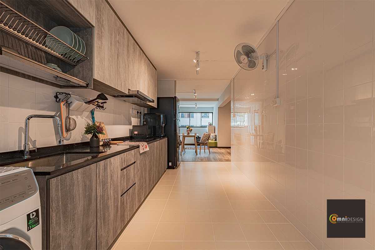 Scandinavian Kitchen with Countertop and Homogeneous Tiles