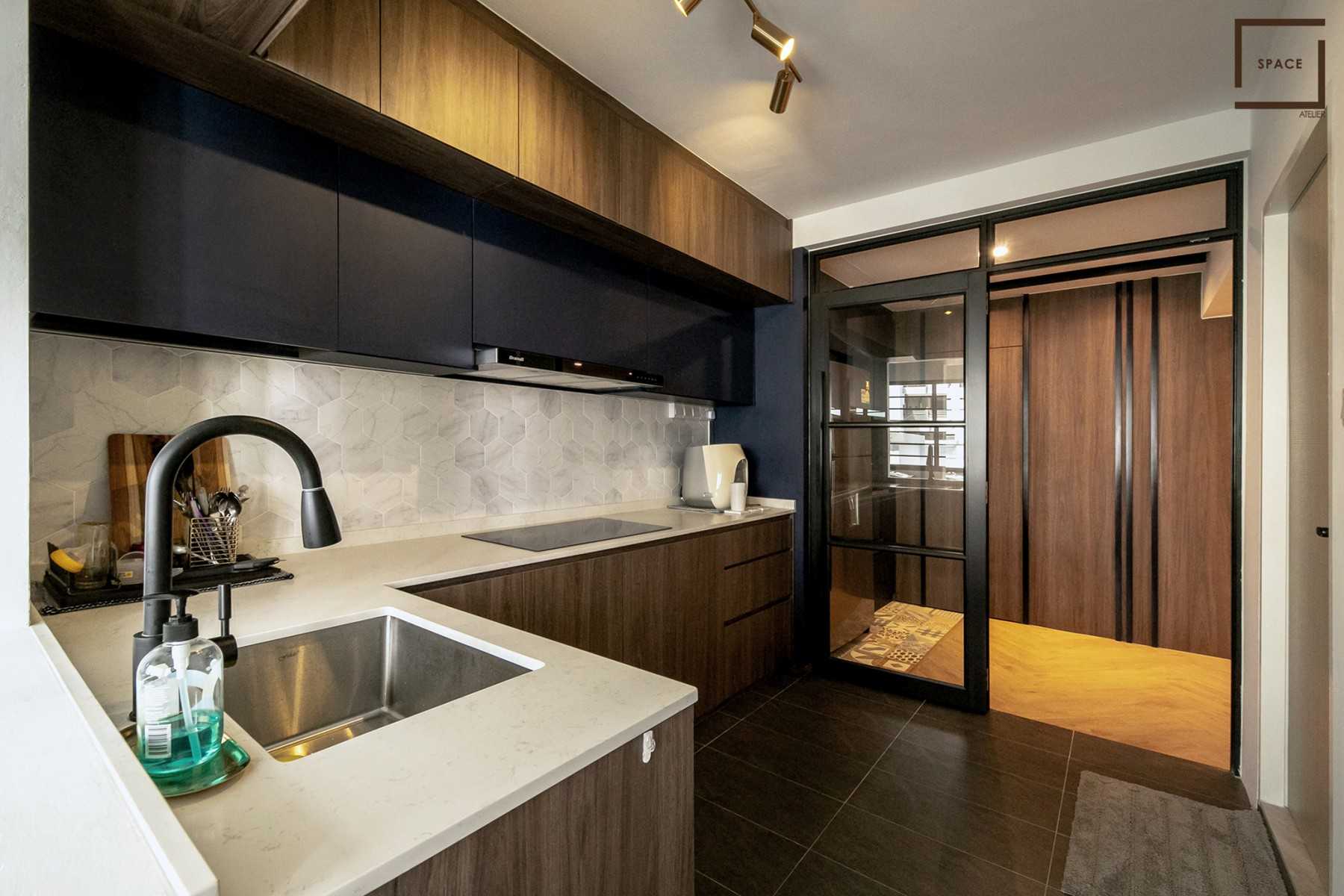 Scandinavian Kitchen with Kitchen Window and Cupboard